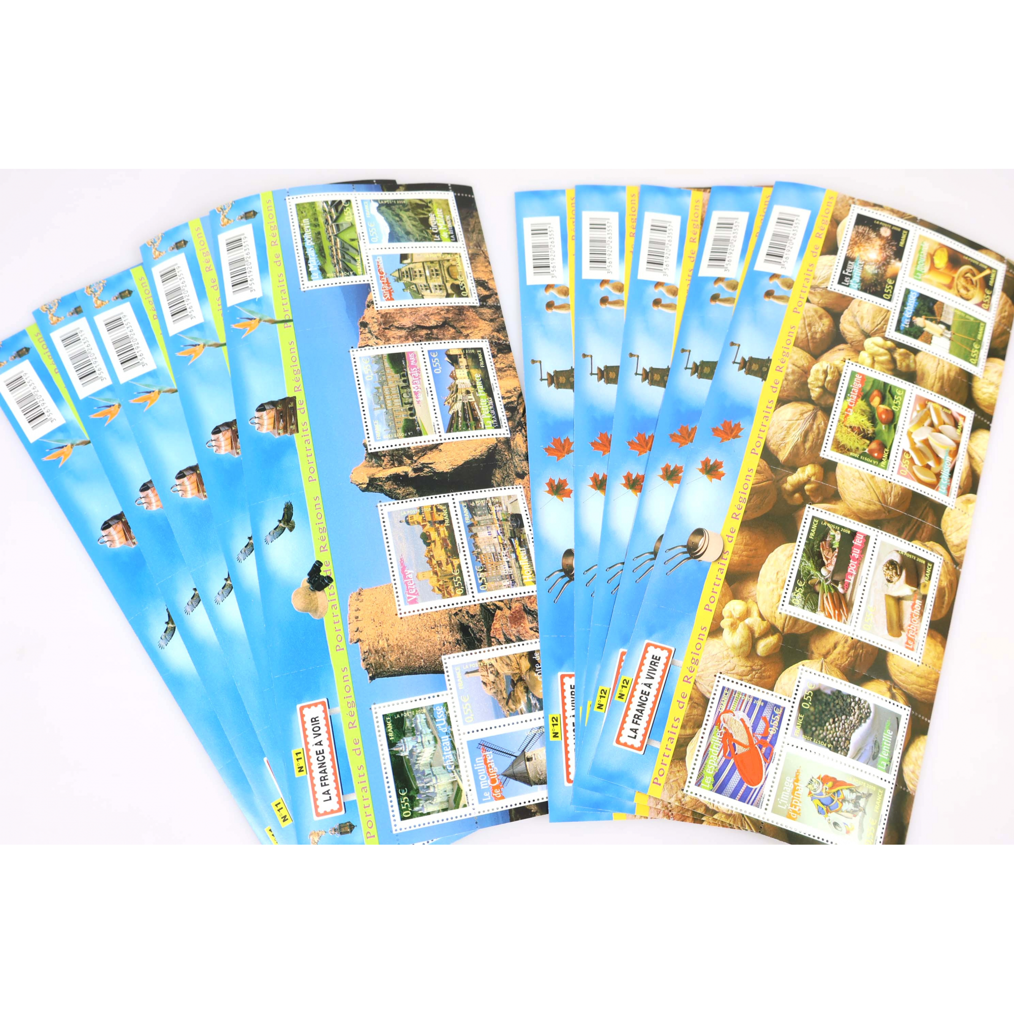 LOT 14 BLOCS N° 117/125 PORTRAITS DE RÉGIONS, TIMBRES NEUFS** 0.55€ x 10, VF 77€