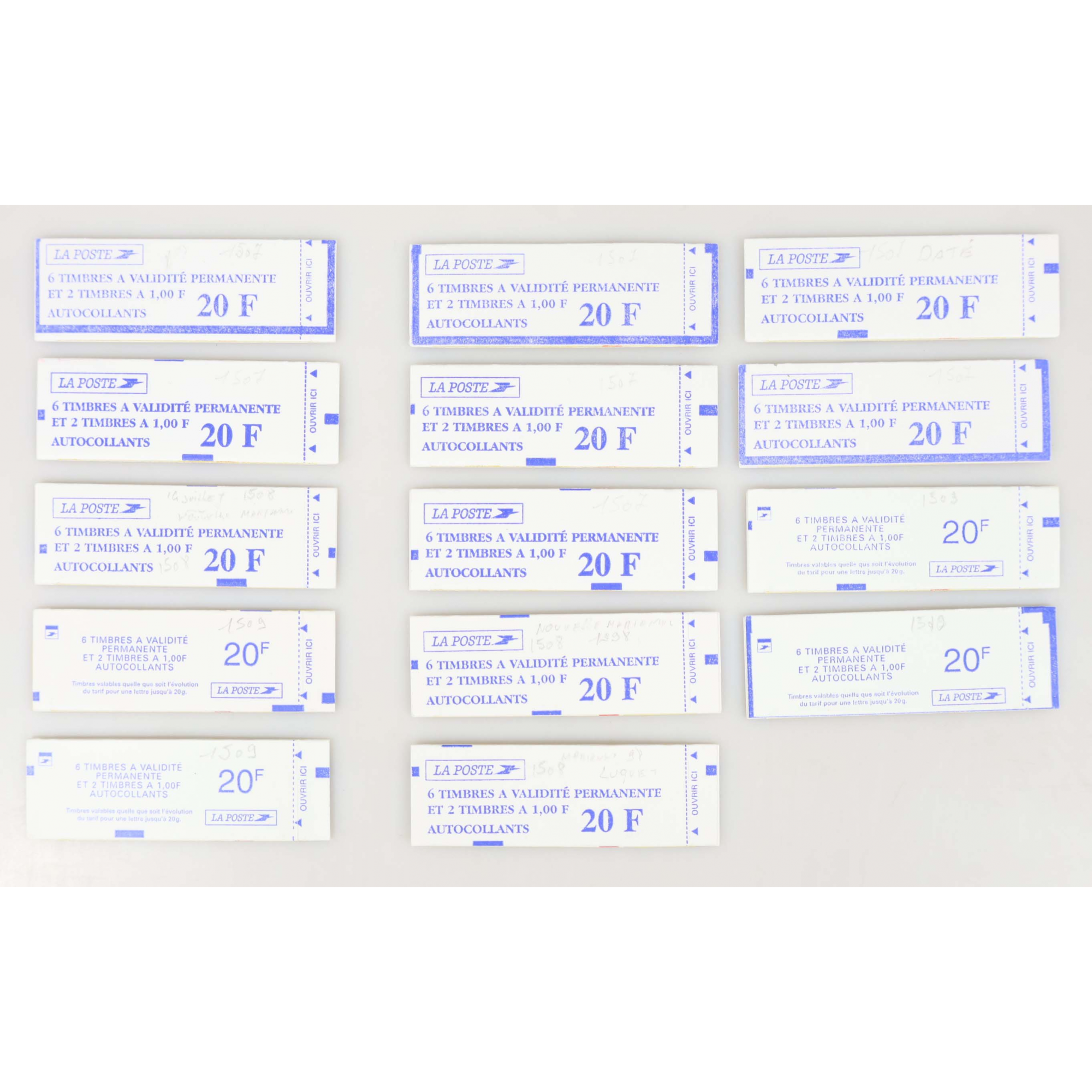 14 CARNETS FERMÉS DE FRANCE NEUFS AVEC 84 VALIDITÉS PERMANENTES, FAC + DE 124€