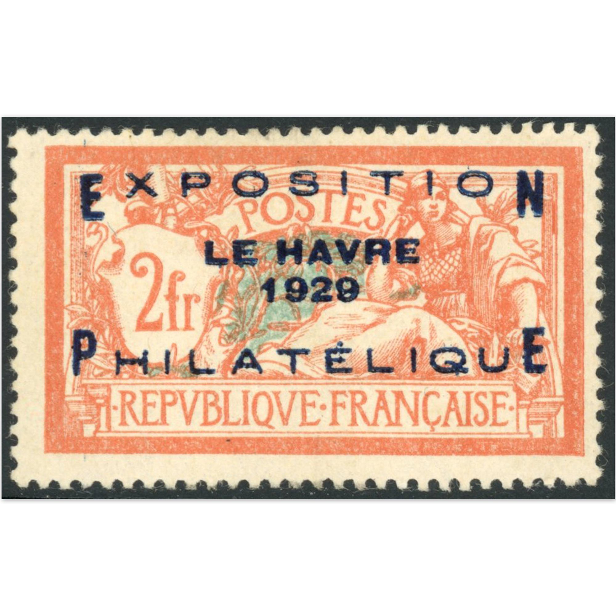 SURCHARGÉ LE HAVRE N°257A TIMBRE NEUF* EXPOSITION PHILATÉLIQUE DU HAVRE 1929