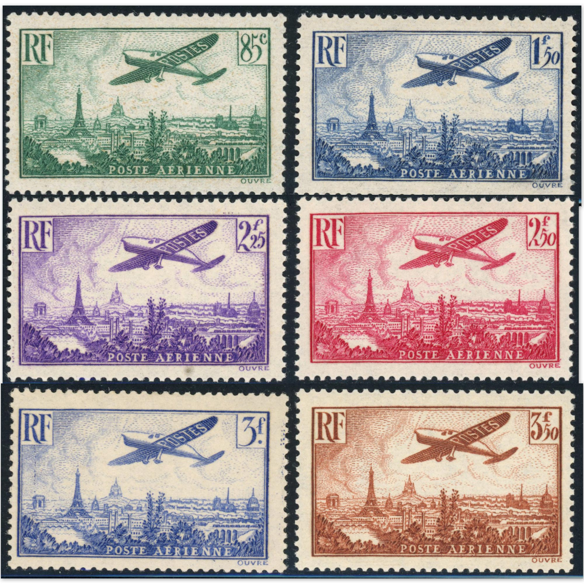 POSTE AÉRIENNE N°8 A 13 SÉRIE COMPLÈTE TIMBRES DE FRANCE NEUF** ANNÉE 1936