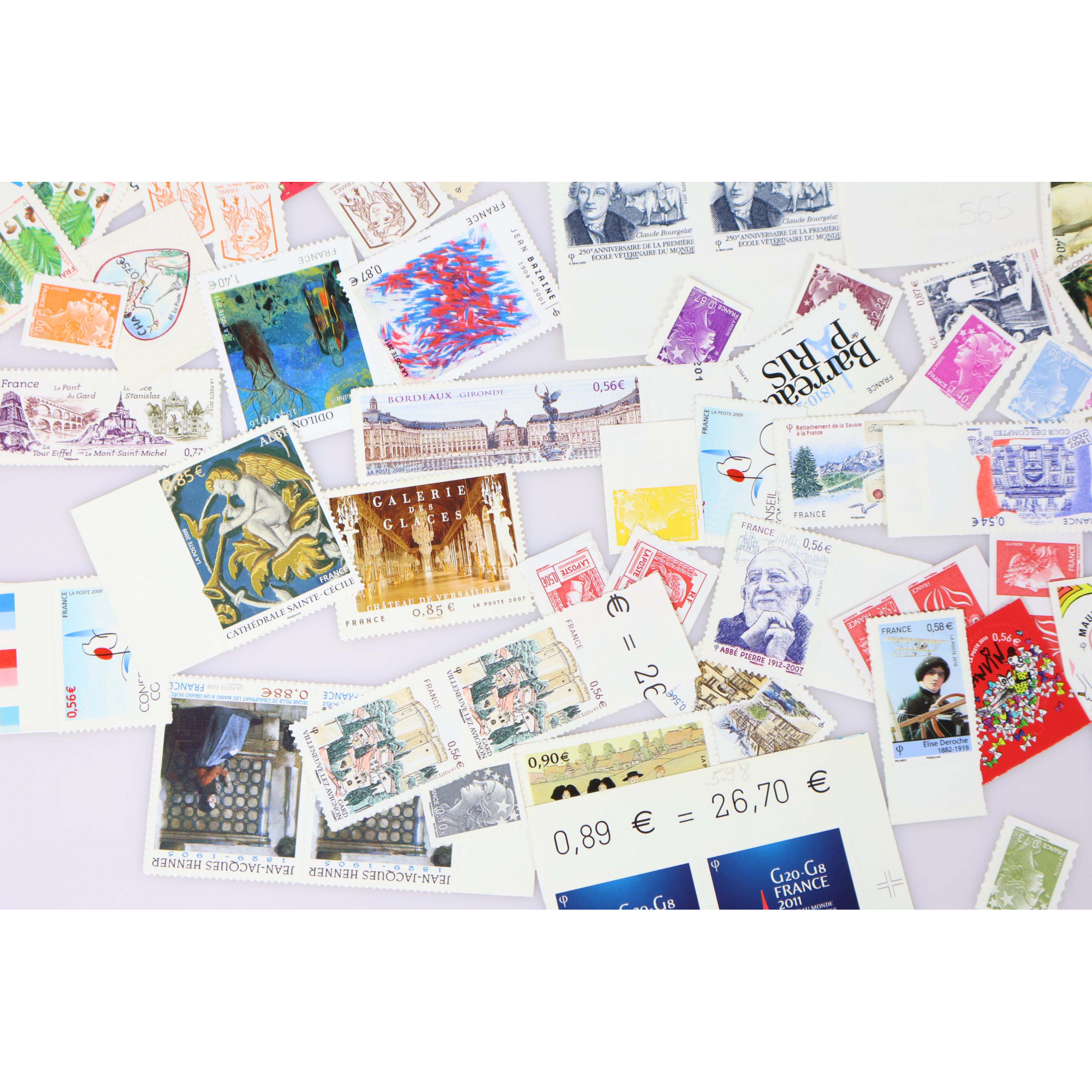 IMPORTANT LOT DE TIMBRES D'AUTOADHÉSIFS EN EUROS FACIALE 126€ BELLE COTE