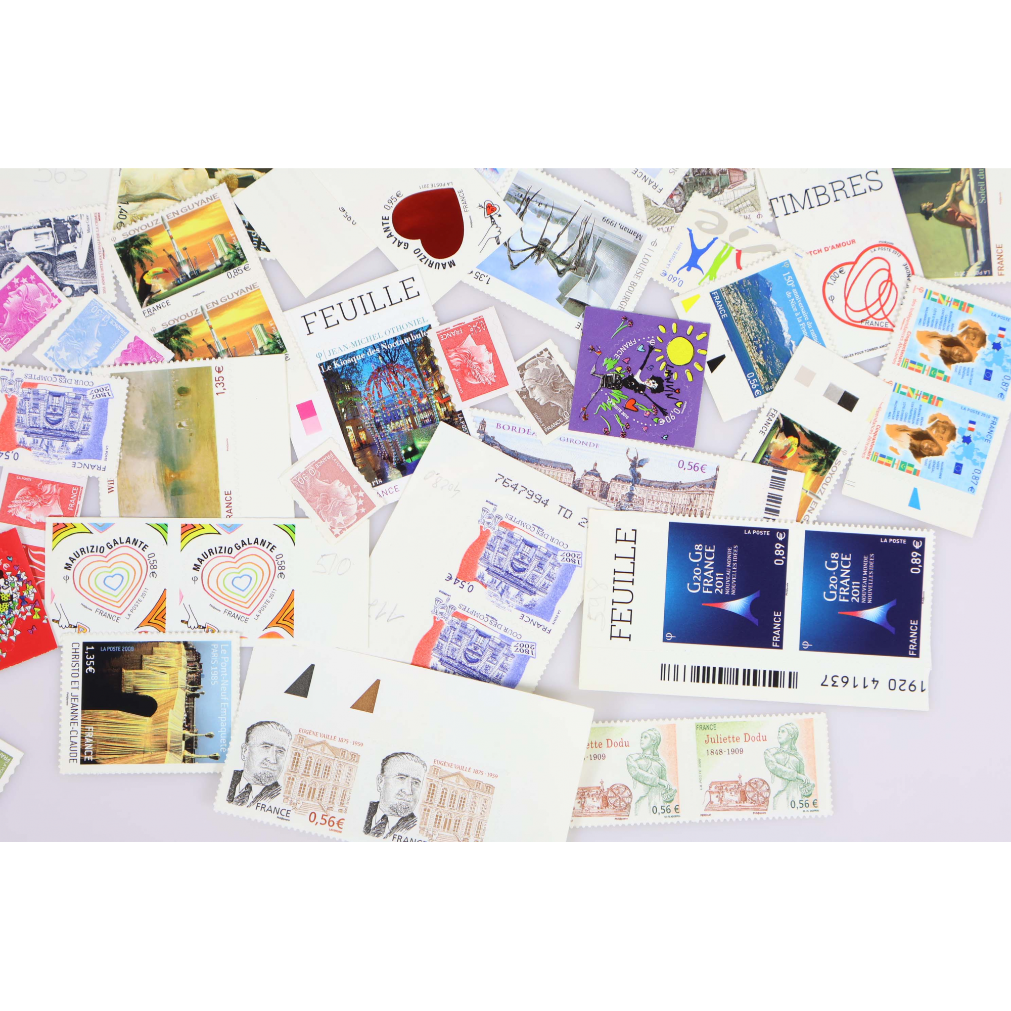 IMPORTANT LOT DE TIMBRES D'AUTOADHÉSIFS EN EUROS FACIALE 126€ BELLE COTE