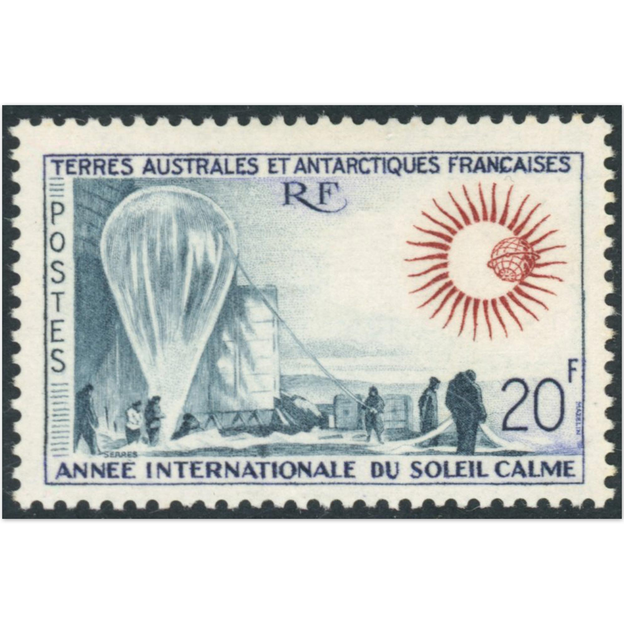 TAAF N°21 ANNÉE INTERNATIONALE DU SOLEIL CALME TIMBRE NEUF ANNÉE 1963
