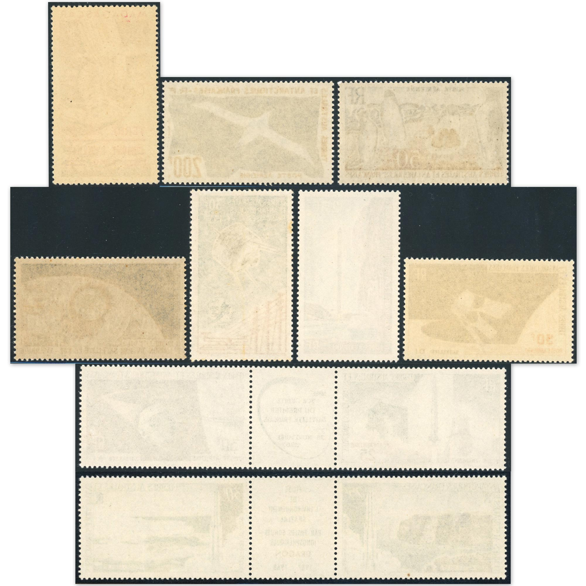 LOT TAAF POSTE AÉRIENNE N°1-4-5-6-9-11A-12-13-16A TIMBRES NEUFS ANNÉES 1948/66