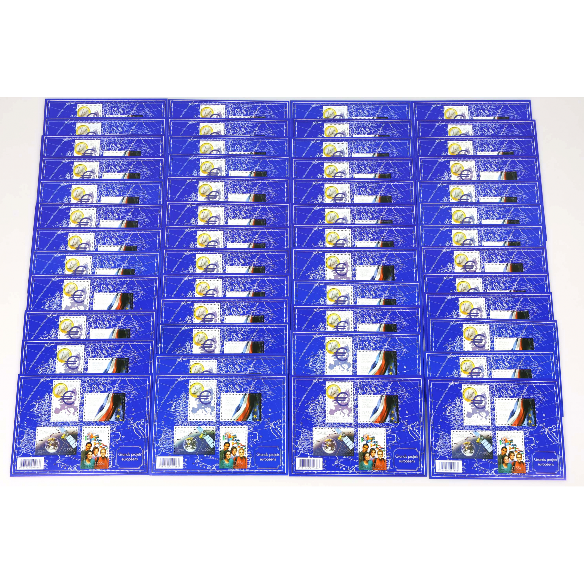 LOT 50 BLOCS N° 123 PROJETS EUROPÉENS TIMBRES NEUFS** 0.55€ x 4, FACIALE 110€