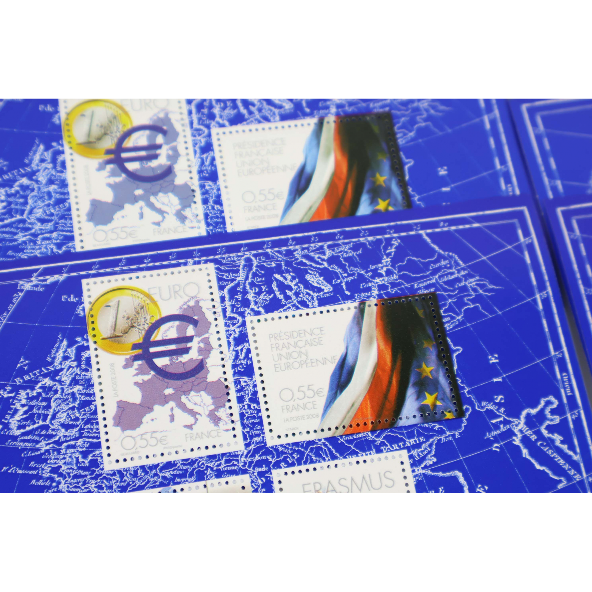 LOT 50 BLOCS N° 123 PROJETS EUROPÉENS TIMBRES NEUFS** 0.55€ x 4, FACIALE 110€