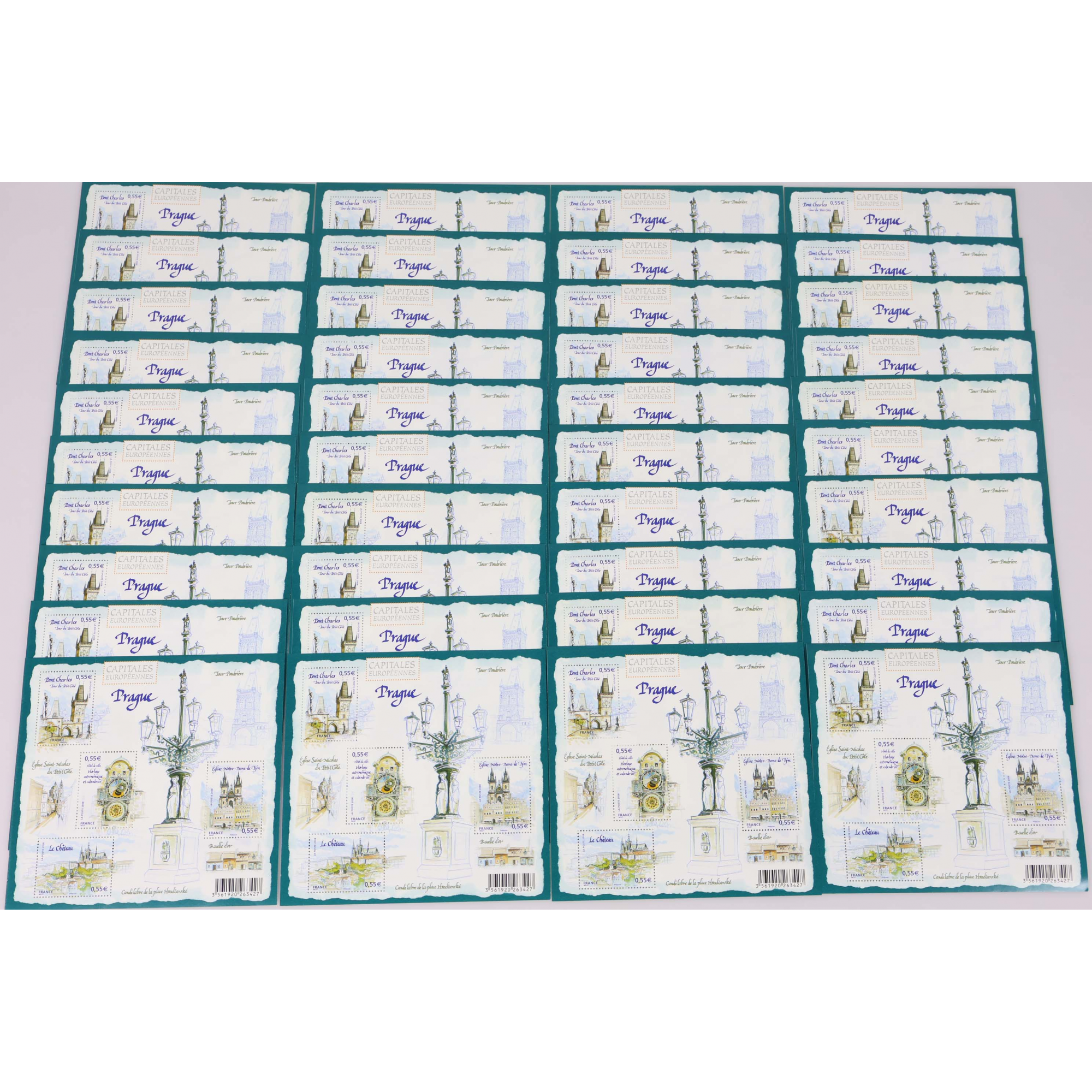 LOT 40 BLOCS N° 126 CAPITALES - PRAGUE TIMBRES NEUFS** 0.55€ x 4, FACIALE 88€