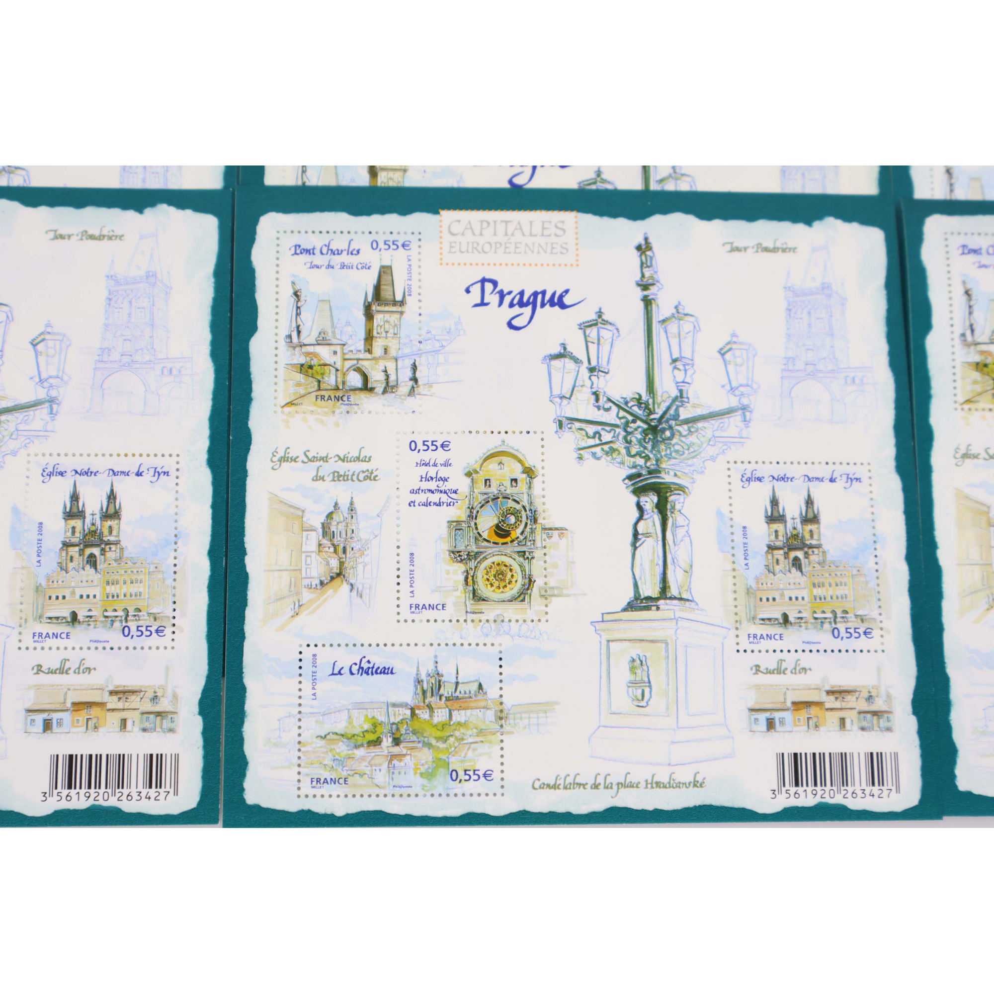 LOT 40 BLOCS N° 126 CAPITALES - PRAGUE TIMBRES NEUFS** 0.55€ x 4, FACIALE 88€