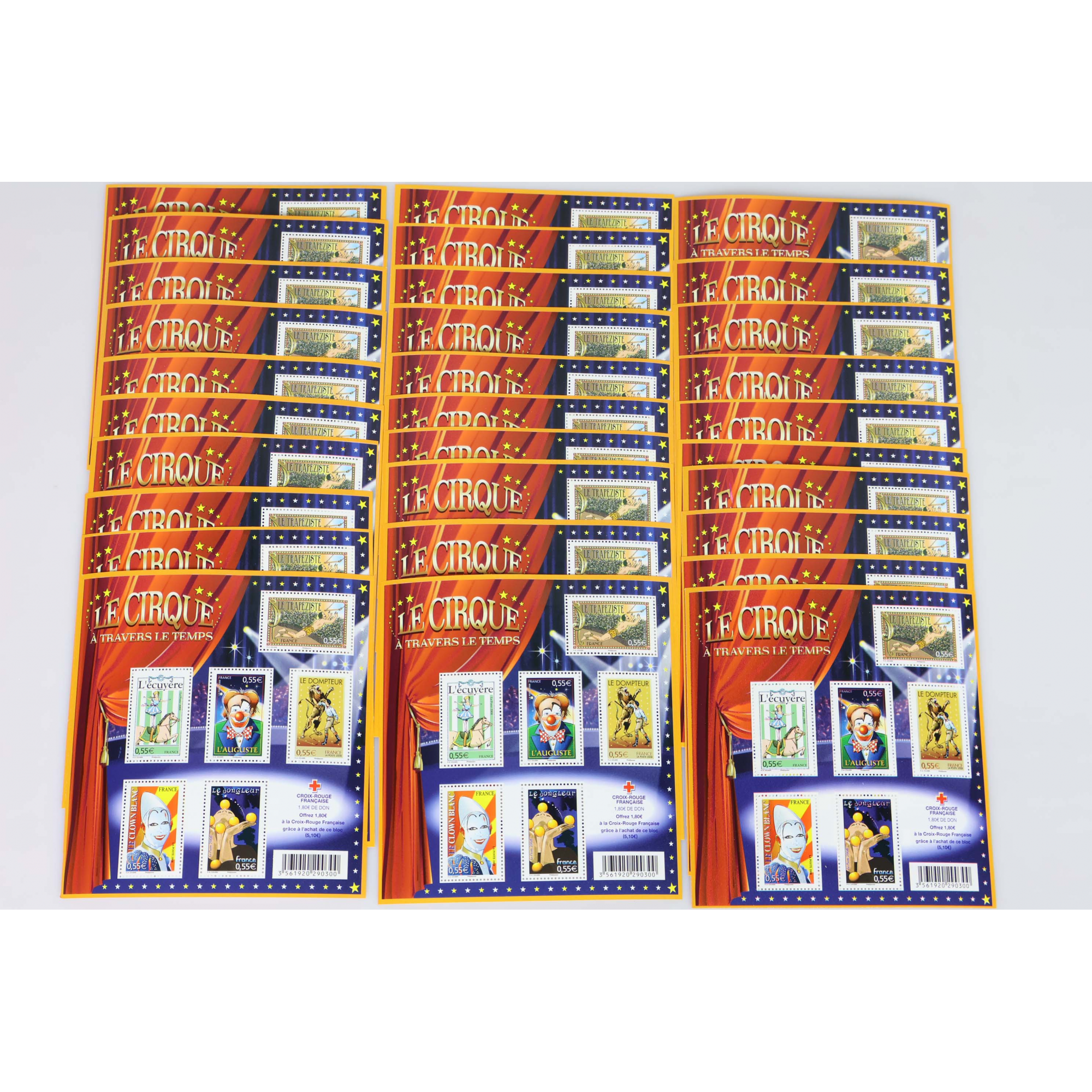 LOT 30 BLOCS N° 121 LE CIRQUE, TIMBRES NEUFS** 0.55€ x 6, VALEUR FACIALE 99€