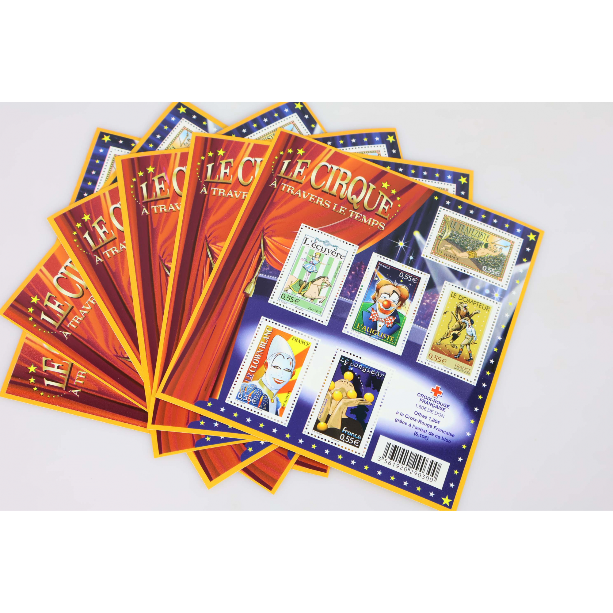 LOT 30 BLOCS N° 121 LE CIRQUE, TIMBRES NEUFS** 0.55€ x 6, VALEUR FACIALE 99€