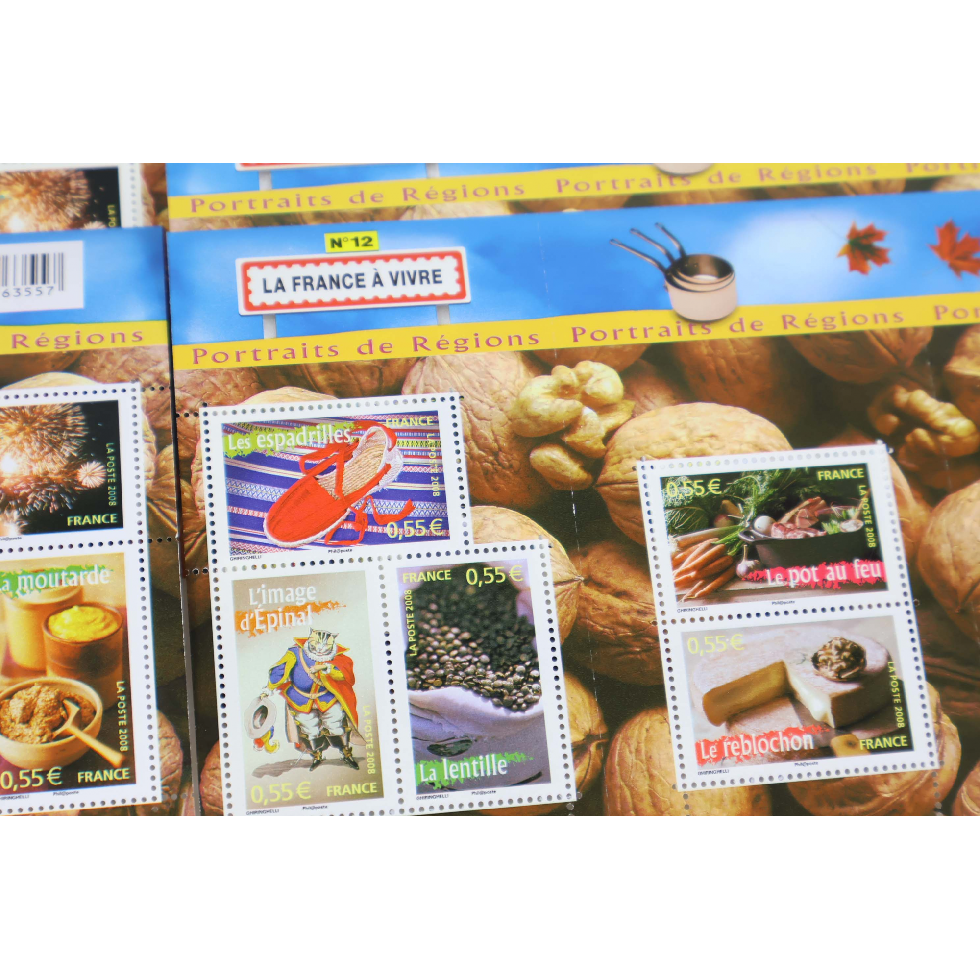 LOT 20 BLOCS N° 125 PORTRAITS DE RÉGIONS N°12 TIMBRES NEUFS** 0.55€ FACIALE 110€