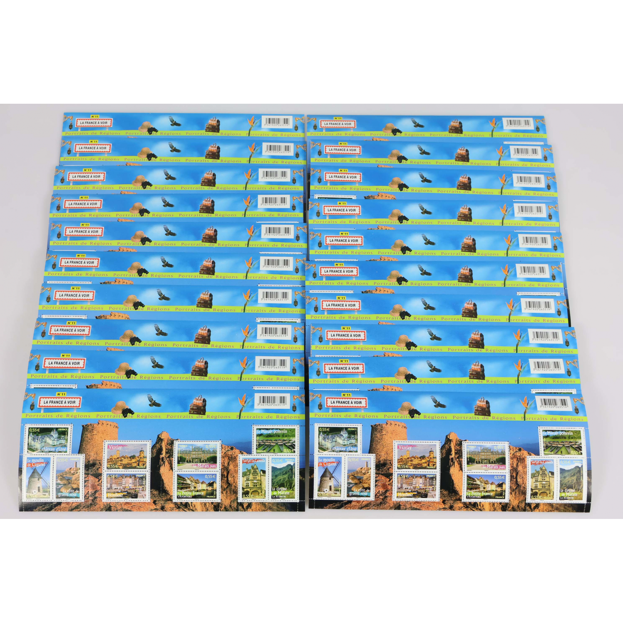 LOT 20 BLOCS N° 117 PORTRAITS DE RÉGIONS N°11 TIMBRES NEUFS** 0.55€ FACIALE 110€