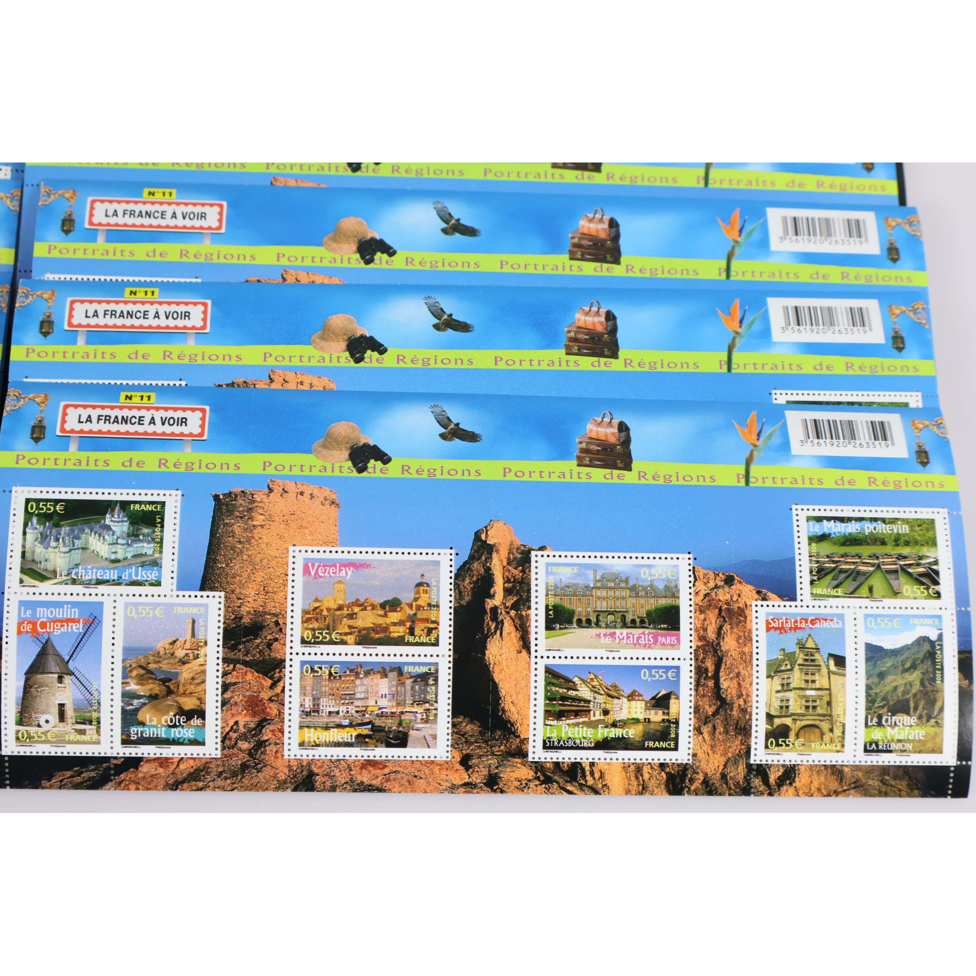 LOT 20 BLOCS N° 117 PORTRAITS DE RÉGIONS N°11 TIMBRES NEUFS** 0.55€ FACIALE 110€