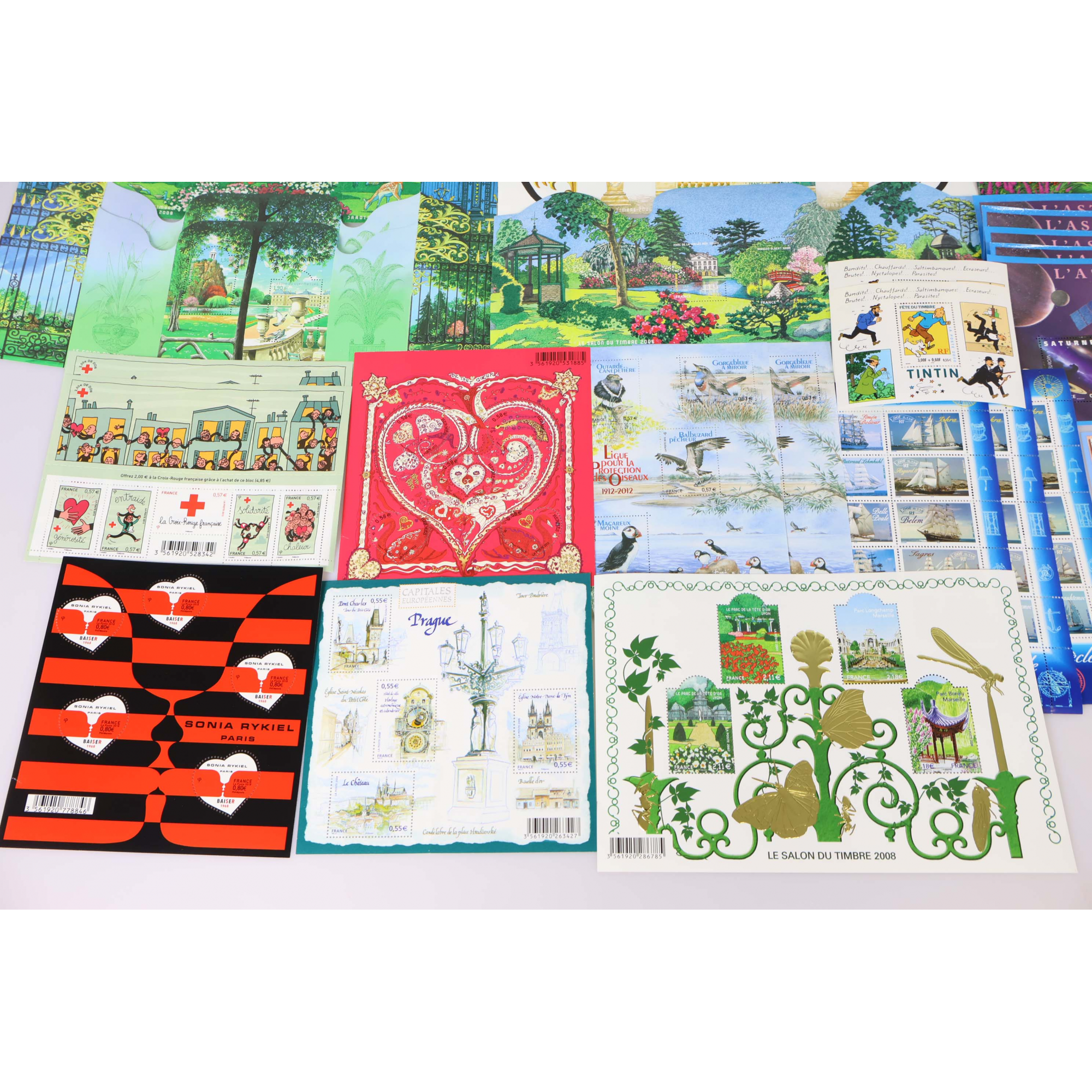 LOT DE BLOCS FEUILLETS TIMBRES EUROS AVEC DÉFAUTS POUR AFFRANCHIR FACIALE 131,16€