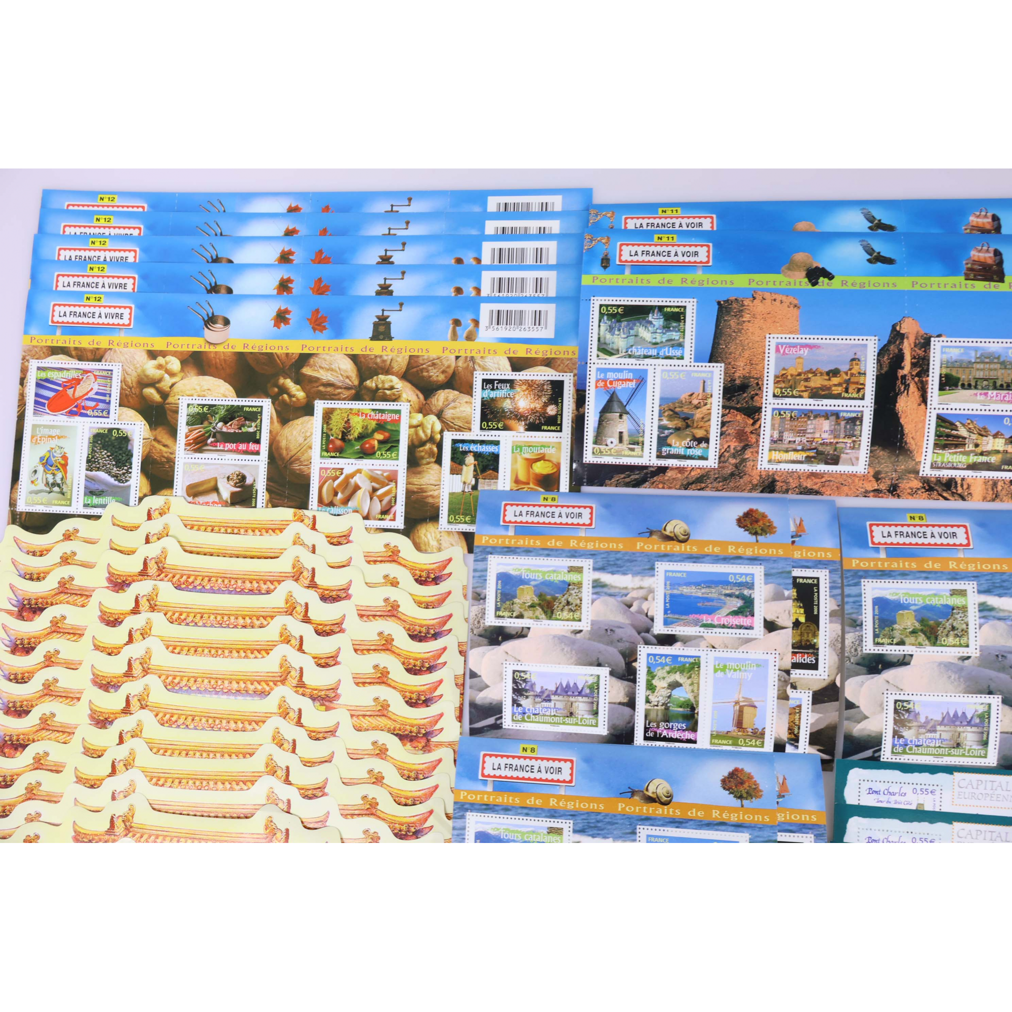 LOT DE BLOCS FEUILLETS TIMBRES EUROS AVEC DÉFAUTS POUR AFFRANCHIR FACIALE 200,75€