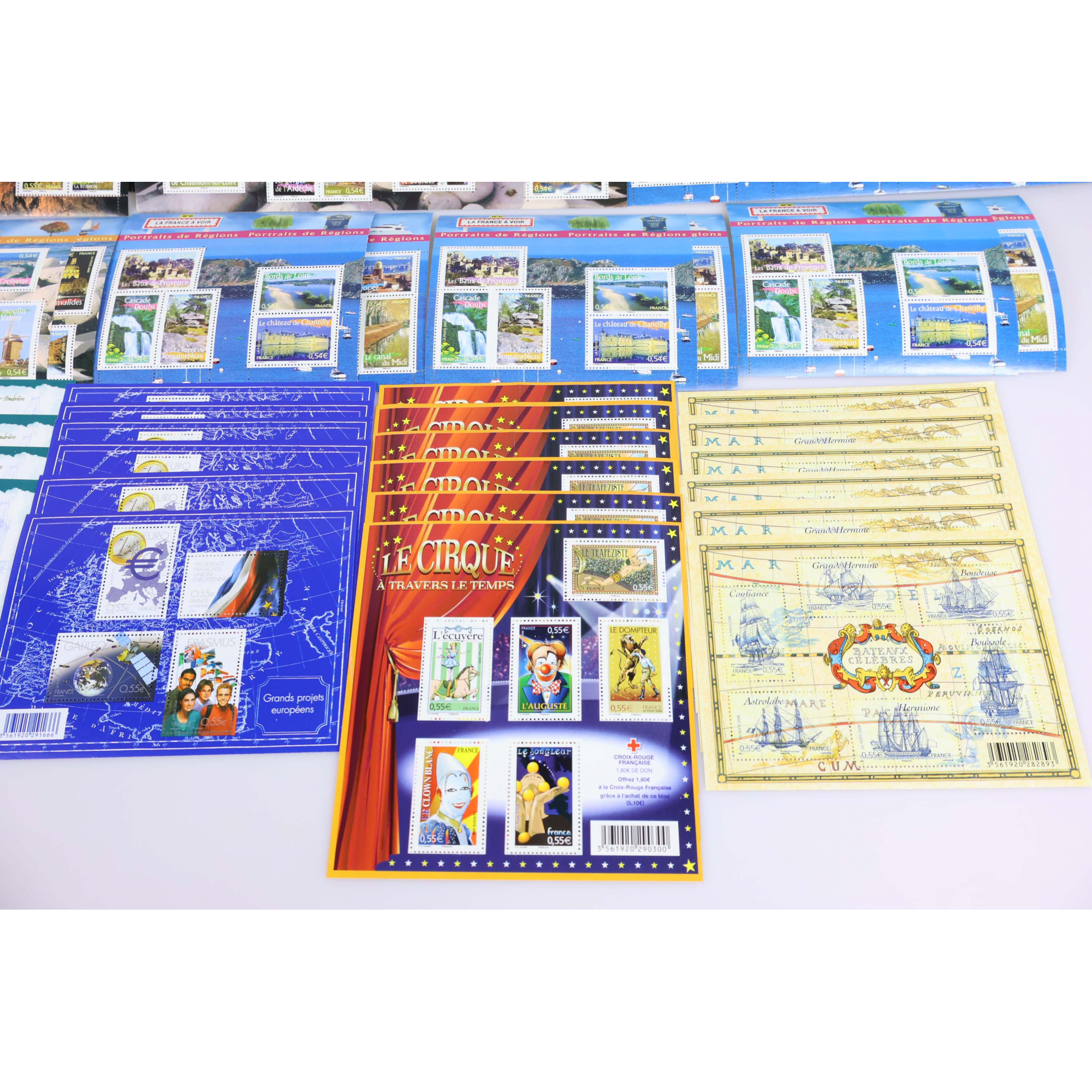 LOT DE BLOCS FEUILLETS TIMBRES EUROS AVEC DÉFAUTS POUR AFFRANCHIR FACIALE 200,75€