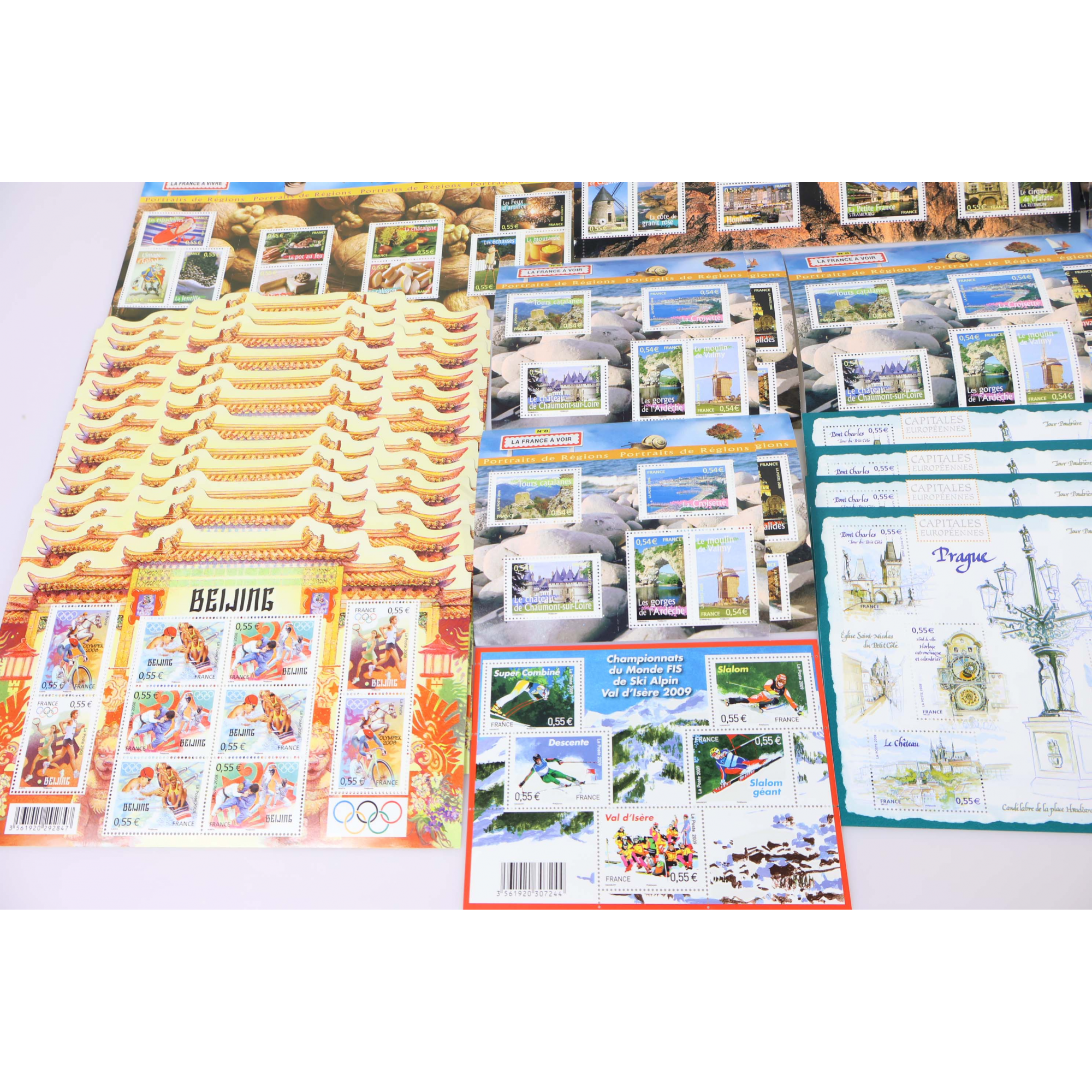 LOT DE BLOCS FEUILLETS TIMBRES EUROS AVEC DÉFAUTS POUR AFFRANCHIR FACIALE 200,75€