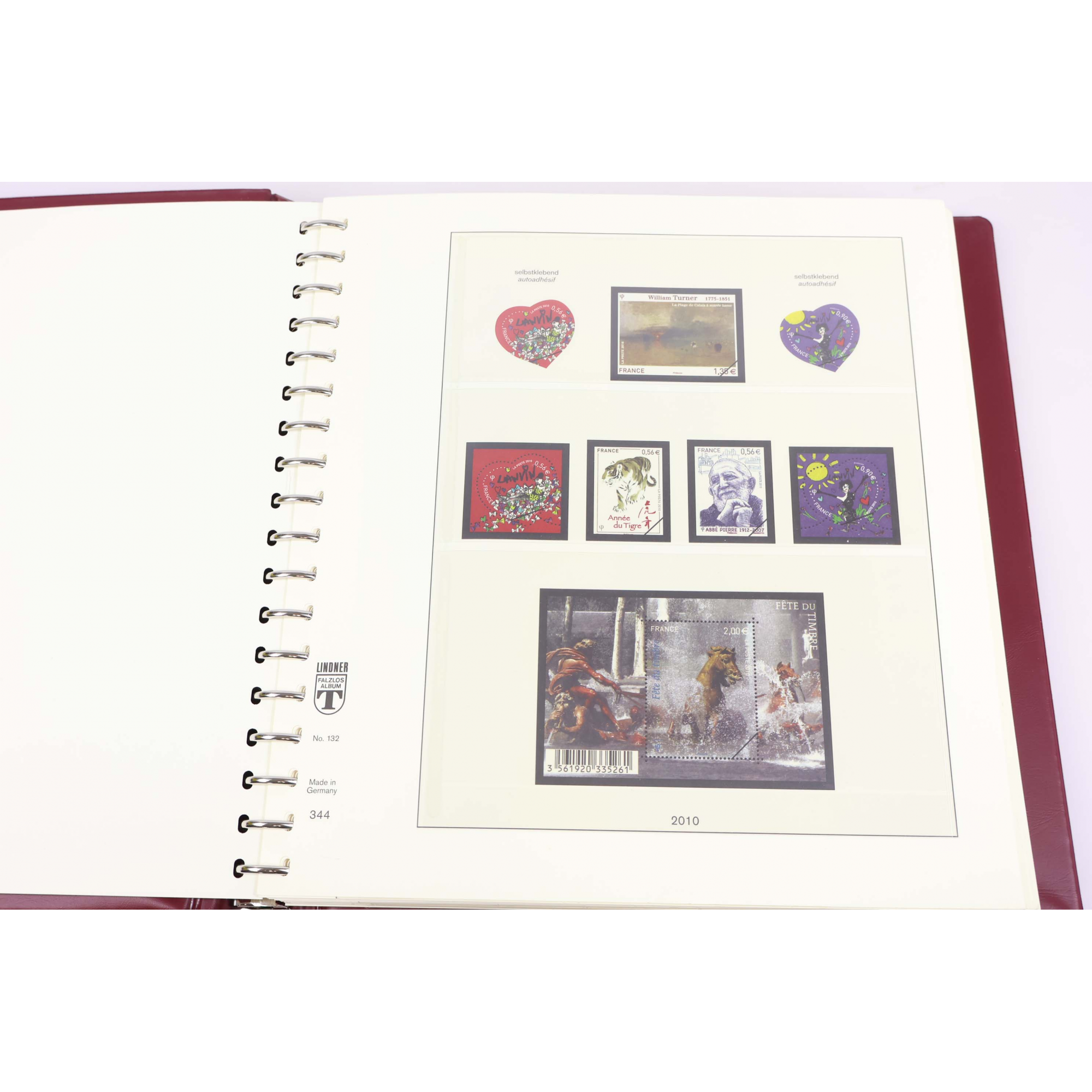 FRANCE, CLASSEUR LINDNER POUR COLLECTION DE TIMBRES DE 2010 À 2012