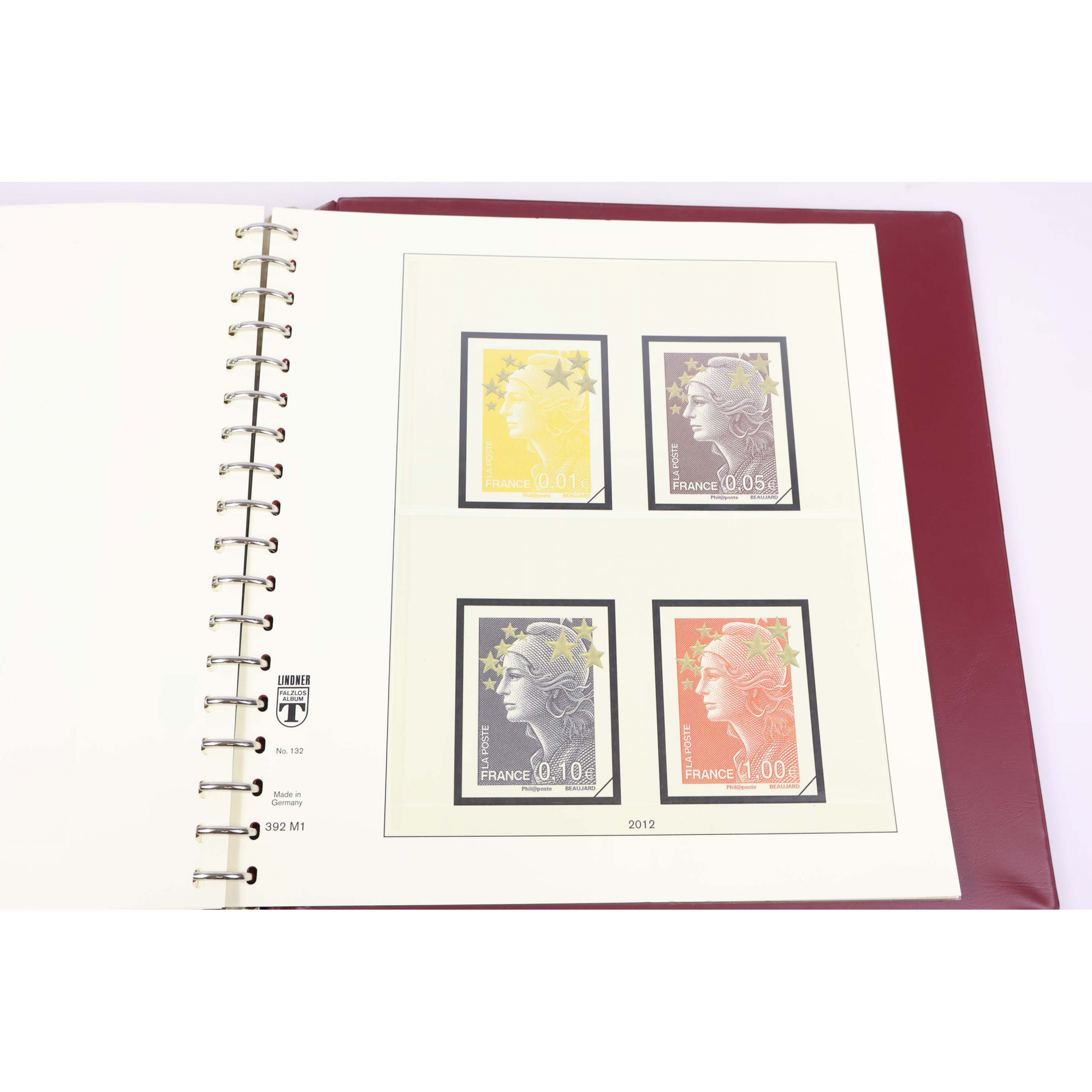 FRANCE, CLASSEUR LINDNER POUR COLLECTION DE TIMBRES DE 2010 À 2012