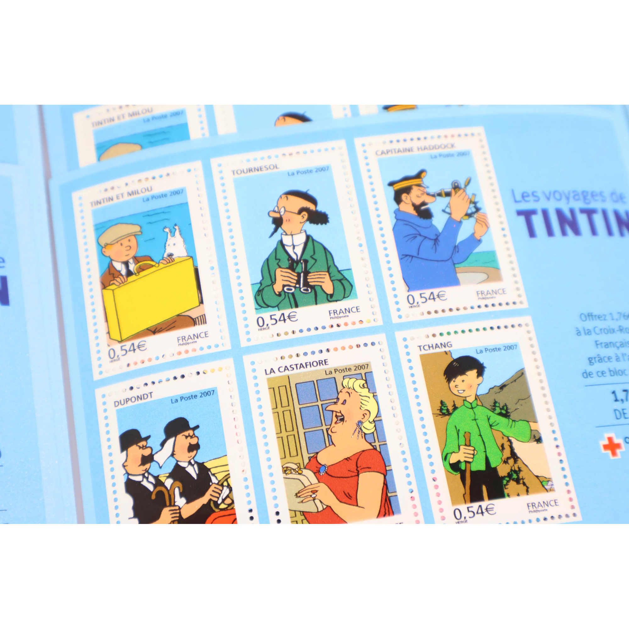 LOT 30 BLOCS N° 109 VOYAGES DE TINTIN TIMBRES NEUFS** 0.54€ X 6 FACIALE 97.20€
