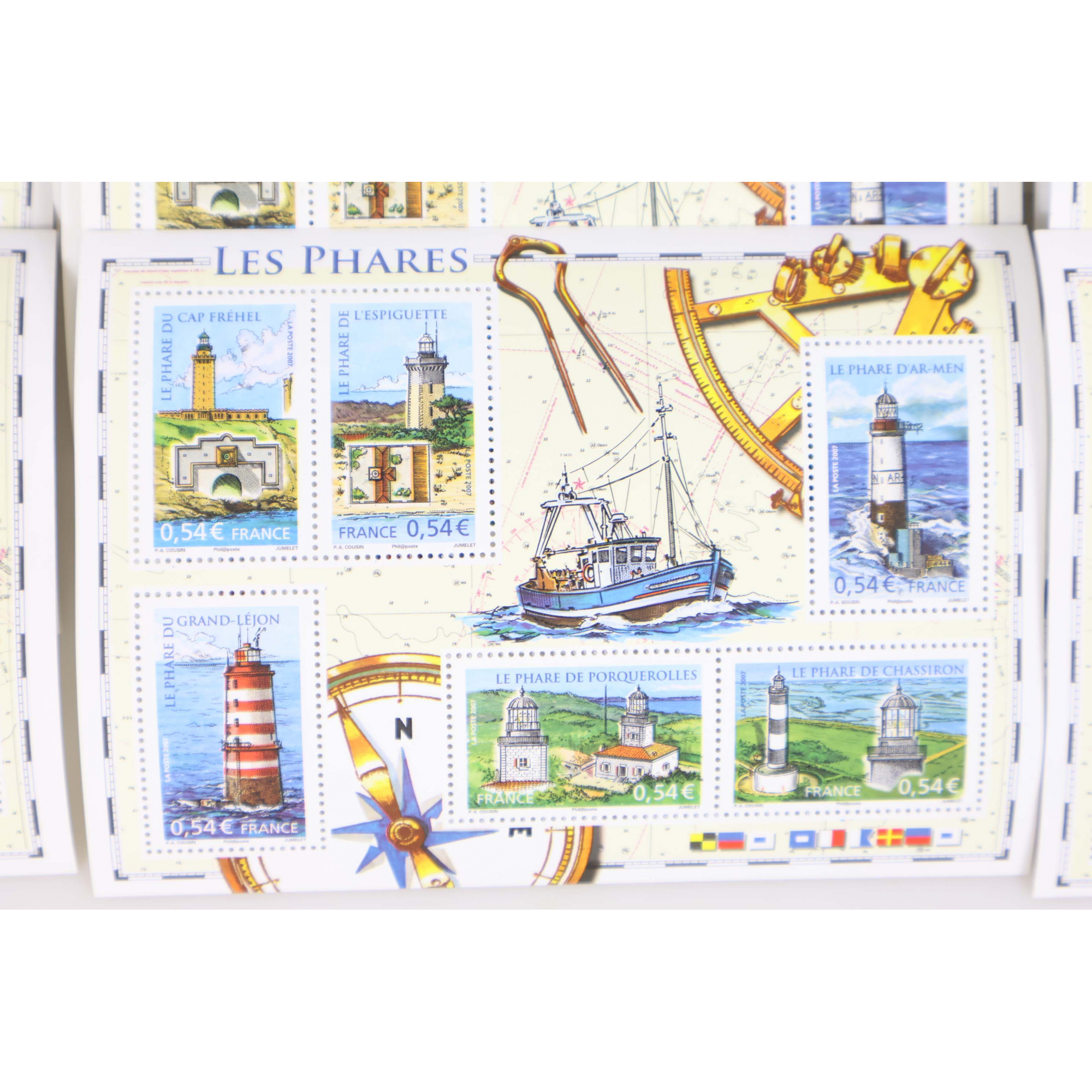 LOT 30 BLOCS N° 114 LES PHARES TIMBRES NEUFS** 0.54€ X 6 VALEUR FACIALE 97.20€