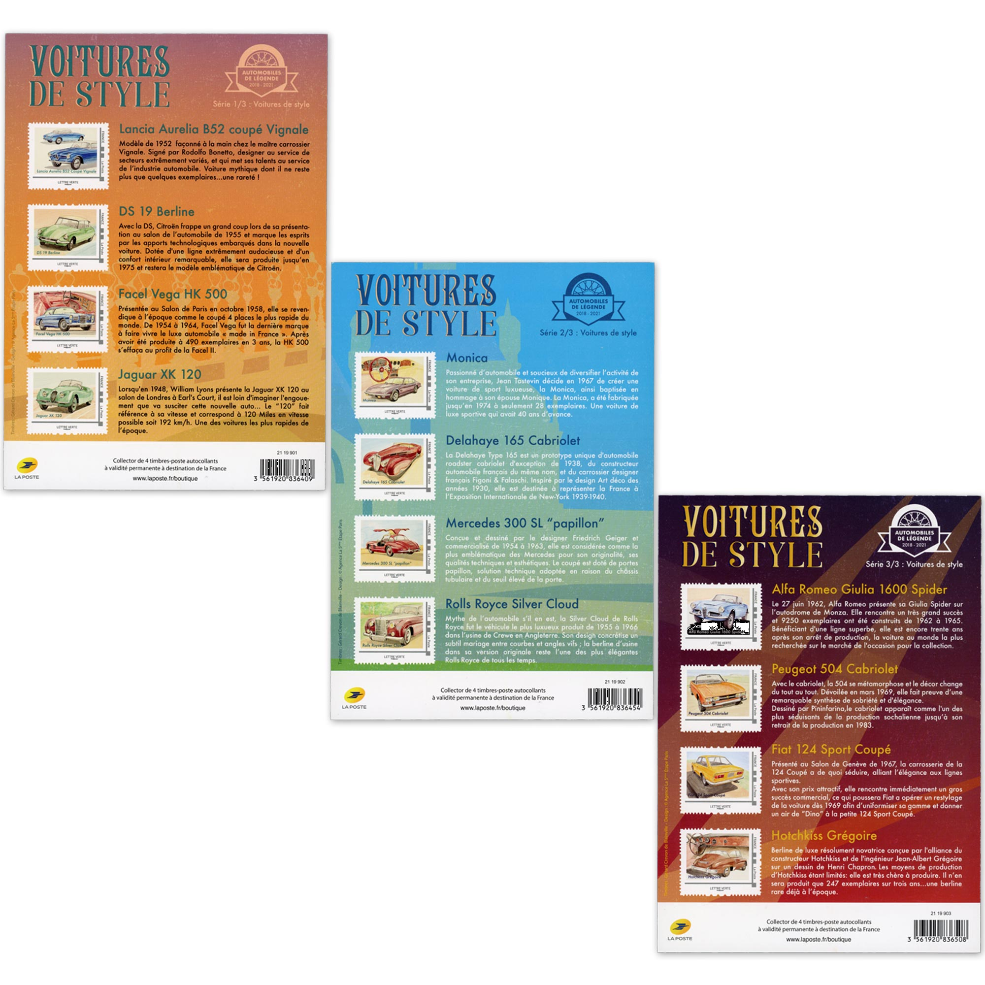 SÉRIE COLLECTOR DE FRANCE COL 386 À 388 ANNÉE 2019 LETTRES VERTES AUTOADHÉSIVES