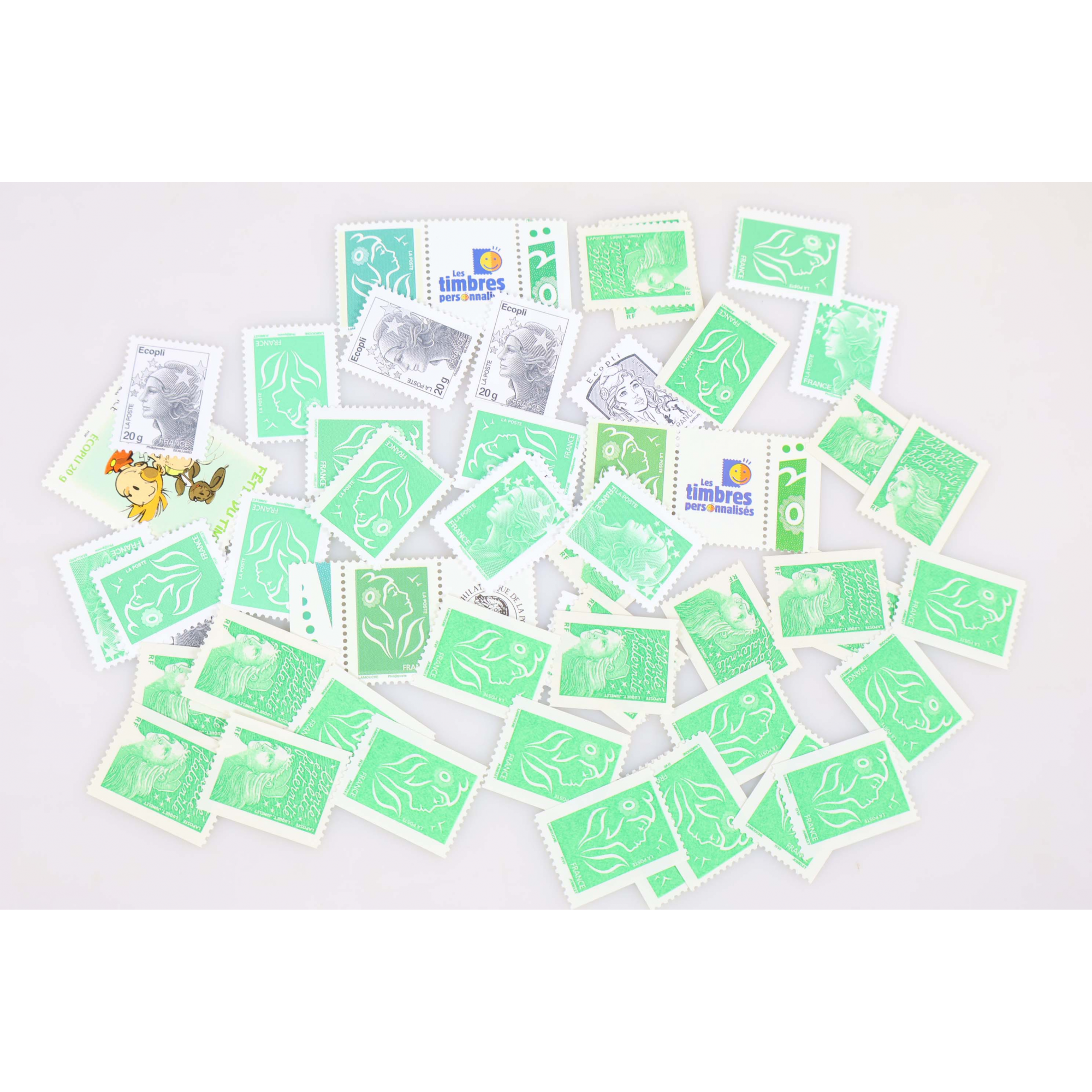 LOT DE 50 TIMBRES ECOPLIS VALEUR 1.14 EUROS POUR AFFRANCHIR - FACIALE 57 EUROS