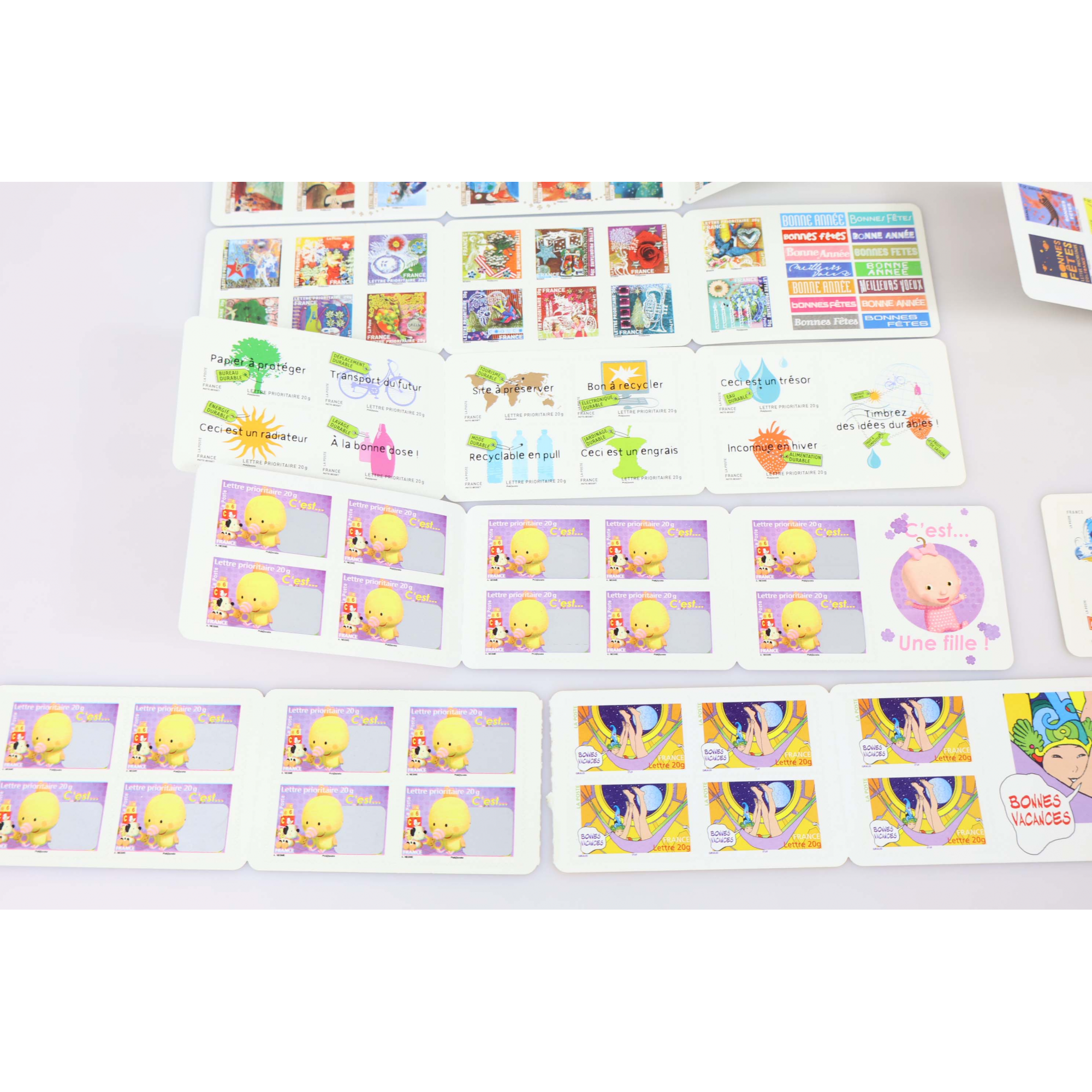 FRANCE, LOT DE 151 TIMBRES À VALIDITÉ PERMANENTE AUTOADHÉSIFS 20G, CARNETS PLIÉS