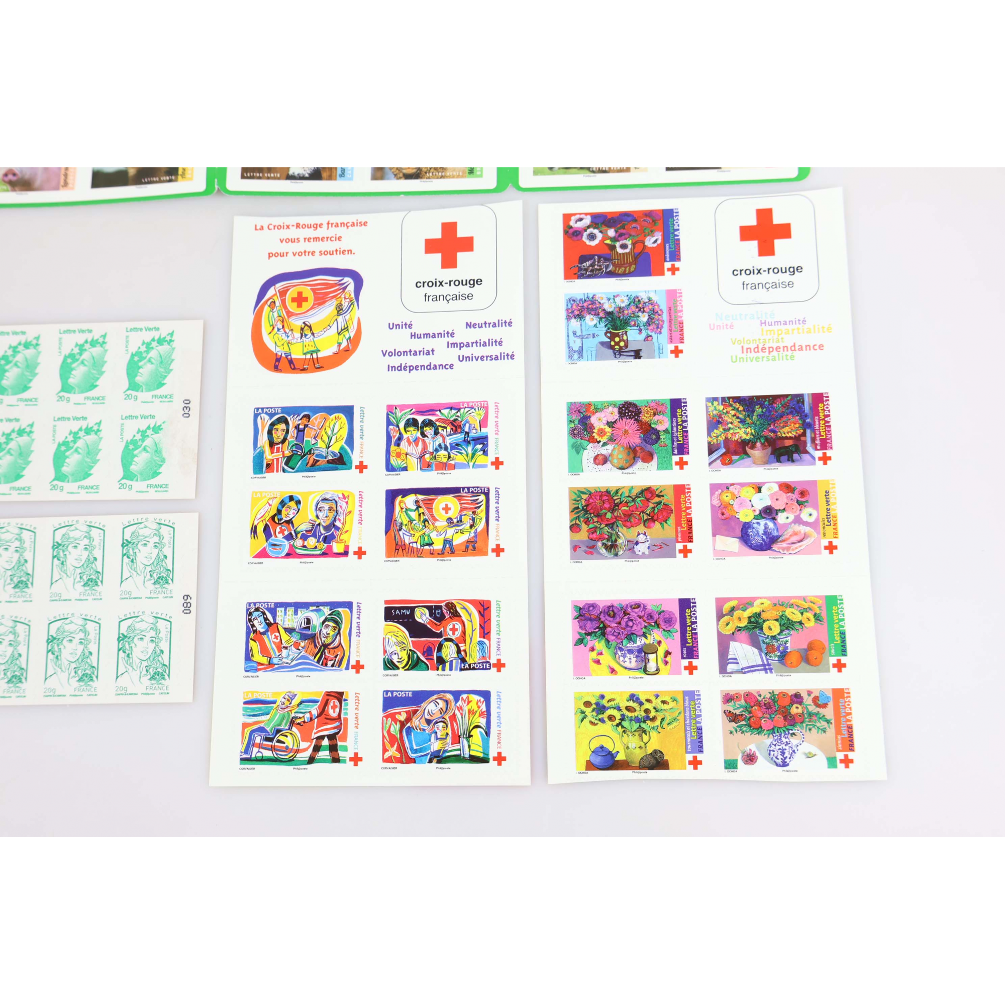 FRANCE, LOT DE 90 TIMBRES À VALIDITÉ PERMANENTE AUTOADHÉSIFS LETTRES VERTES 20G