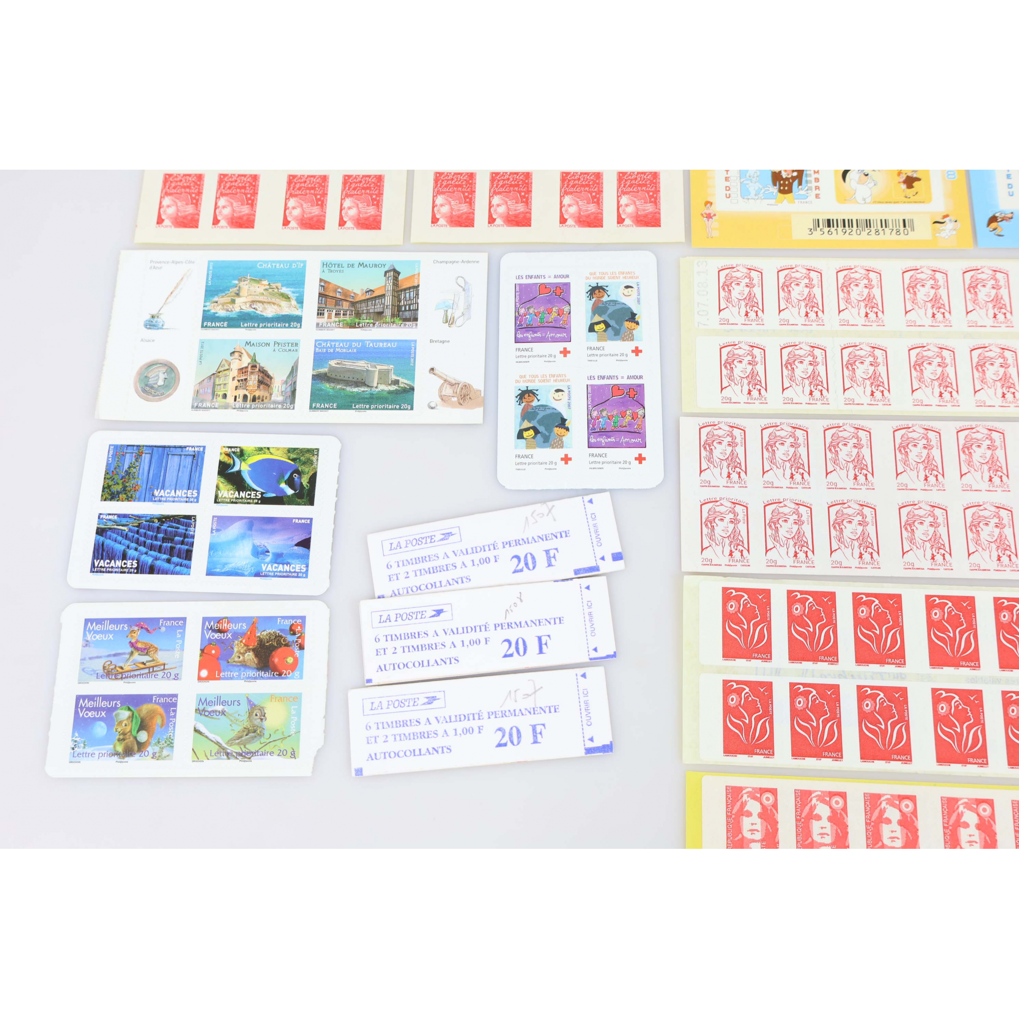 FRANCE, LOT DE 171 TIMBRES À VALIDITÉ PERMANENTE AUTOADHÉSIFS POUR LETTRES 20G