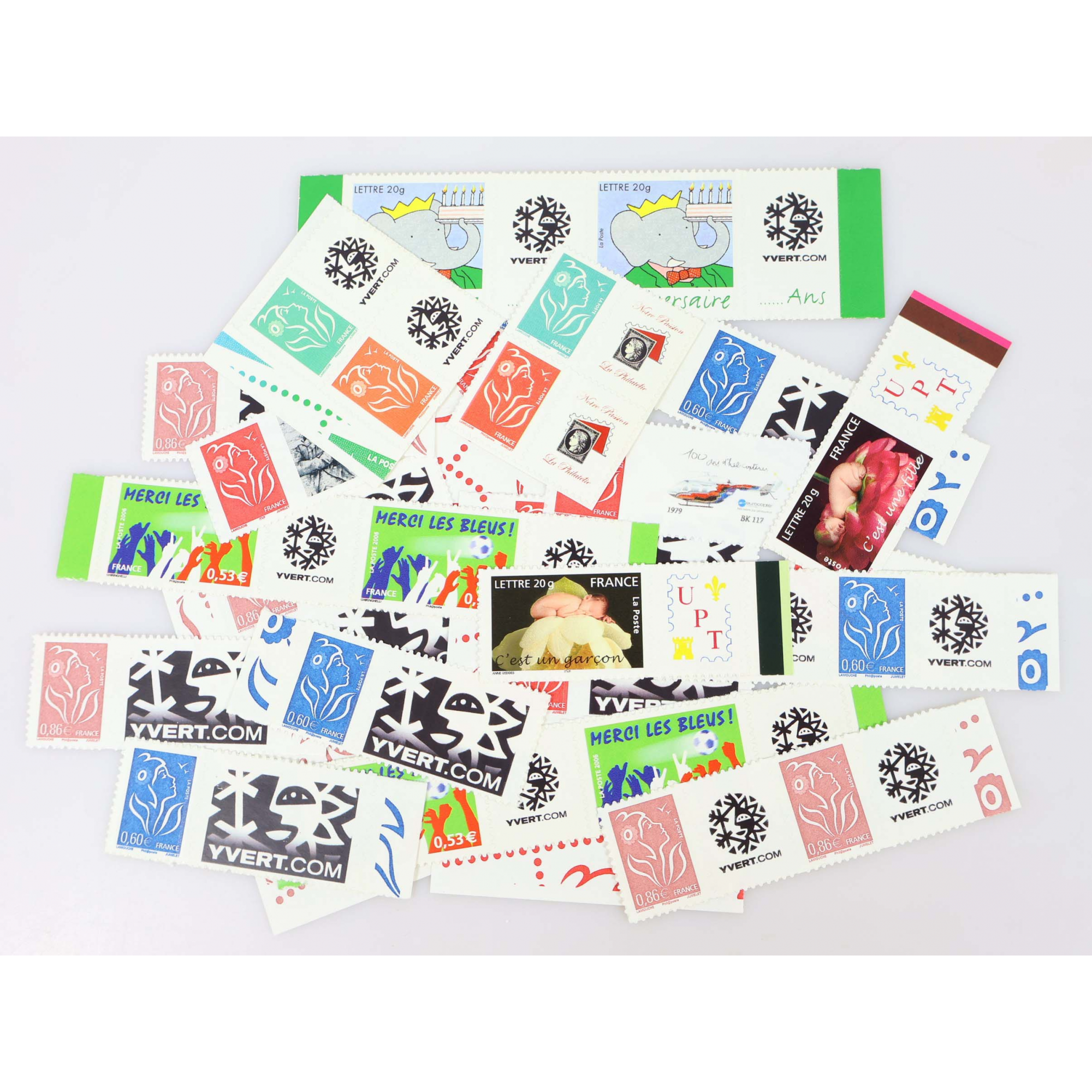LOT DE TIMBRES PERSONNALISÉS AUTOADHÉSIFS DE FRANCE UNITÉ / PAIRES COTE 468€