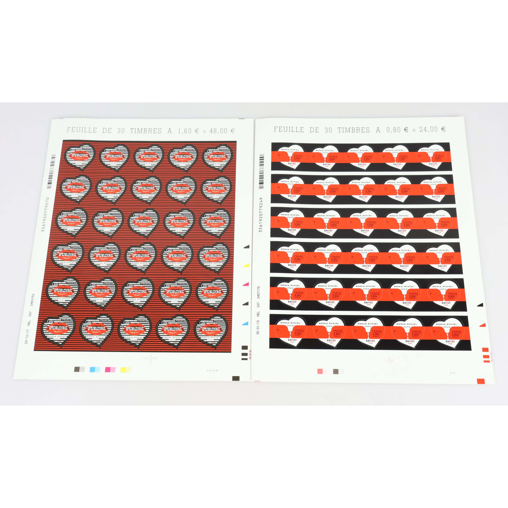 2 FEUILLES COMPLÈTES AUTOADHÉSIVES N°1514/1515 TIMBRES DE FR 2018 COTE 450€