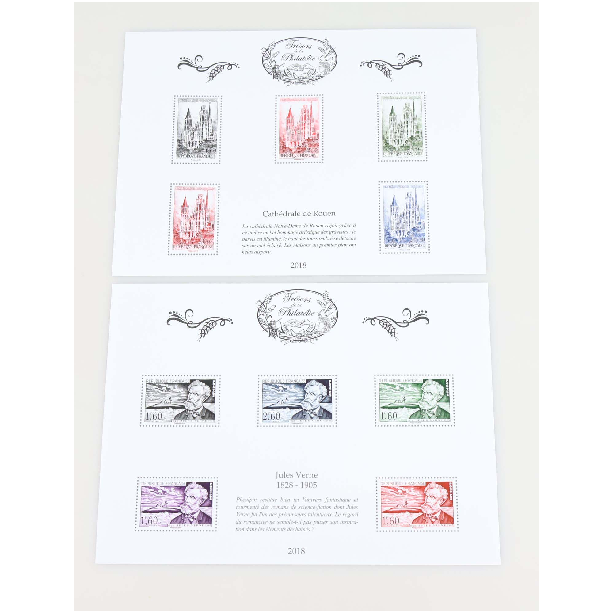 ANNÉE COMPLÈTE TRÉSORS DE LA PHILATÉLIE 2018 10 BLOCS AVEC ENV D'ORIGINE