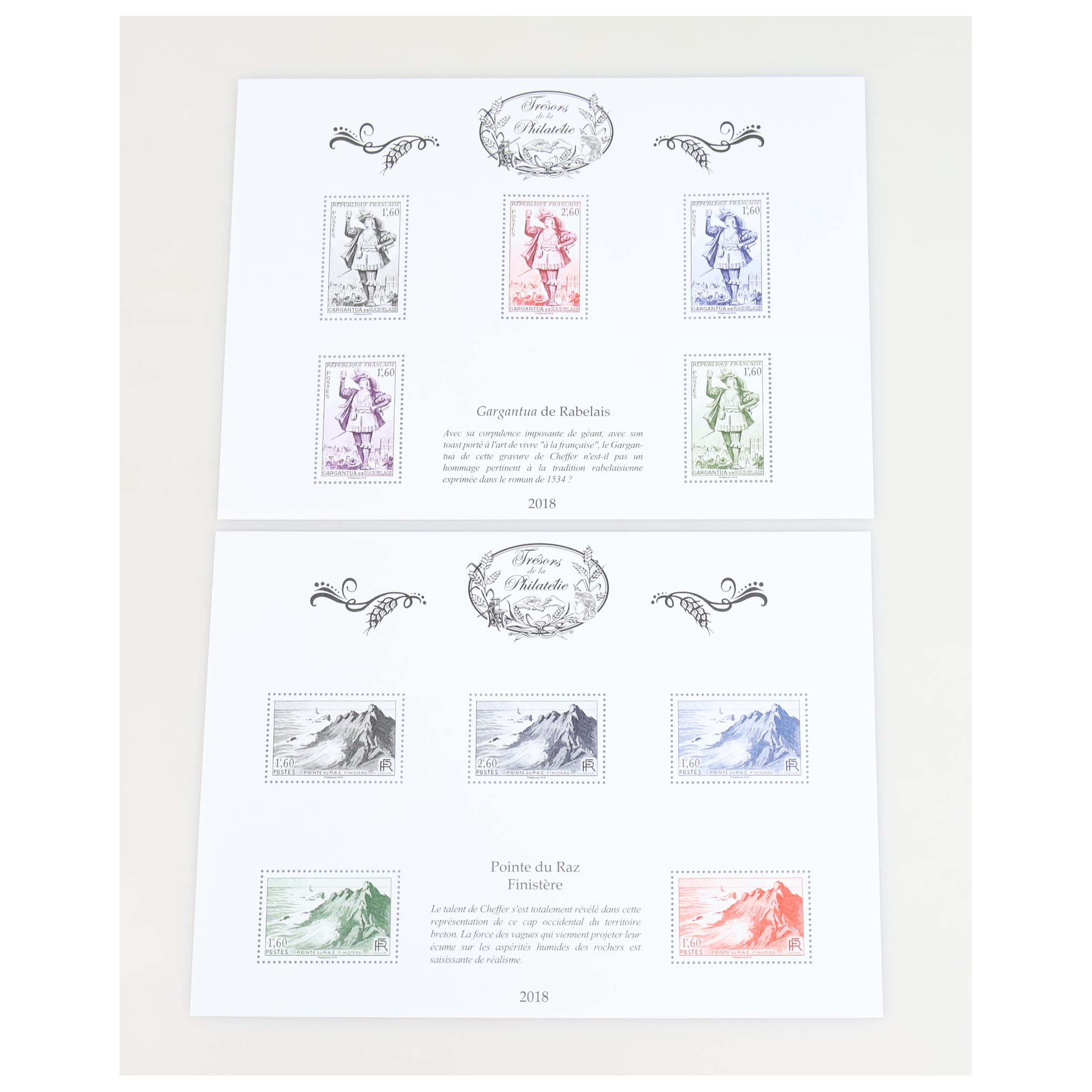ANNÉE COMPLÈTE TRÉSORS DE LA PHILATÉLIE 2018 10 BLOCS AVEC ENV D'ORIGINE