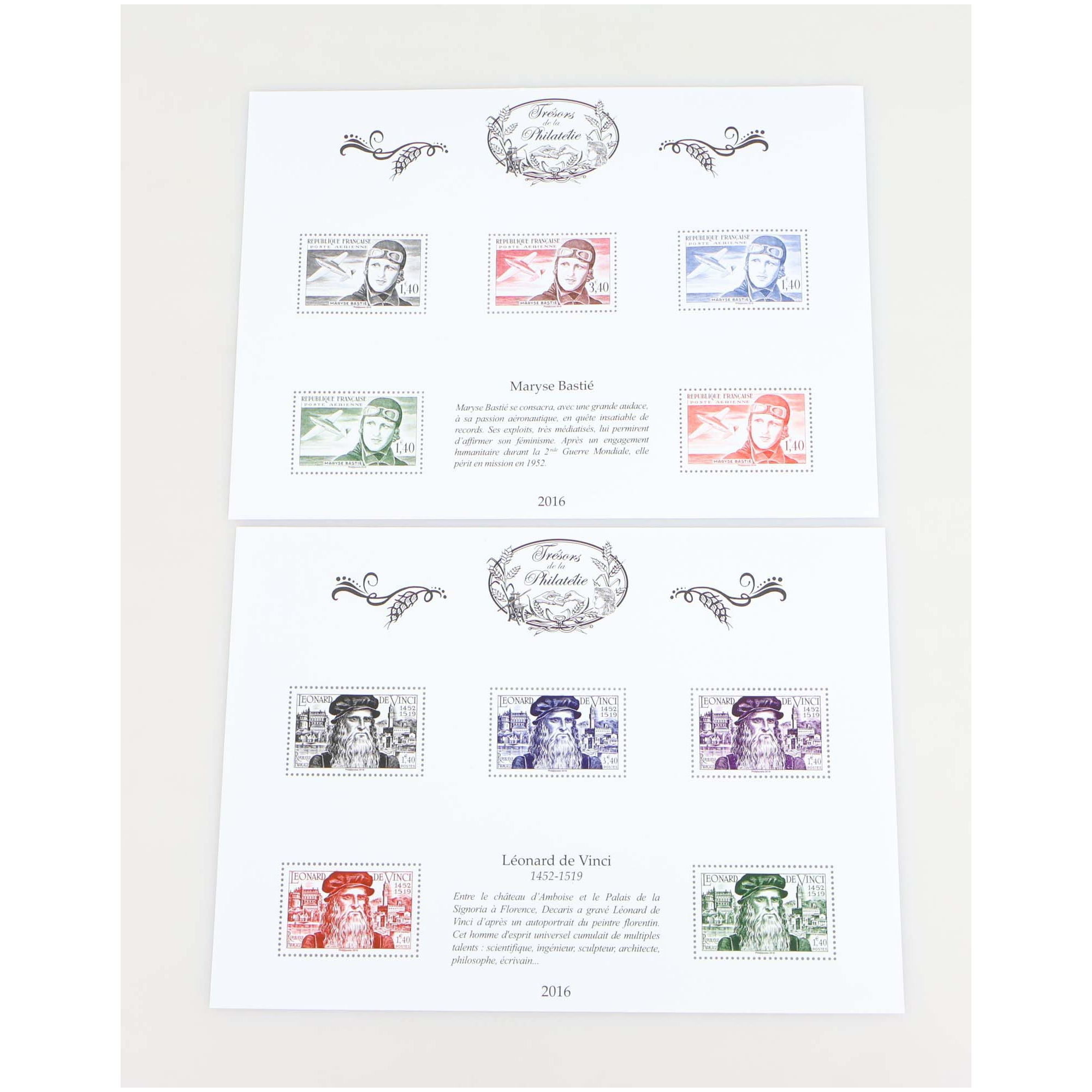ANNÉE COMPLÈTE TRÉSORS DE LA PHILATÉLIE 2016 10 BLOCS AVEC ENV D'ORIGINE