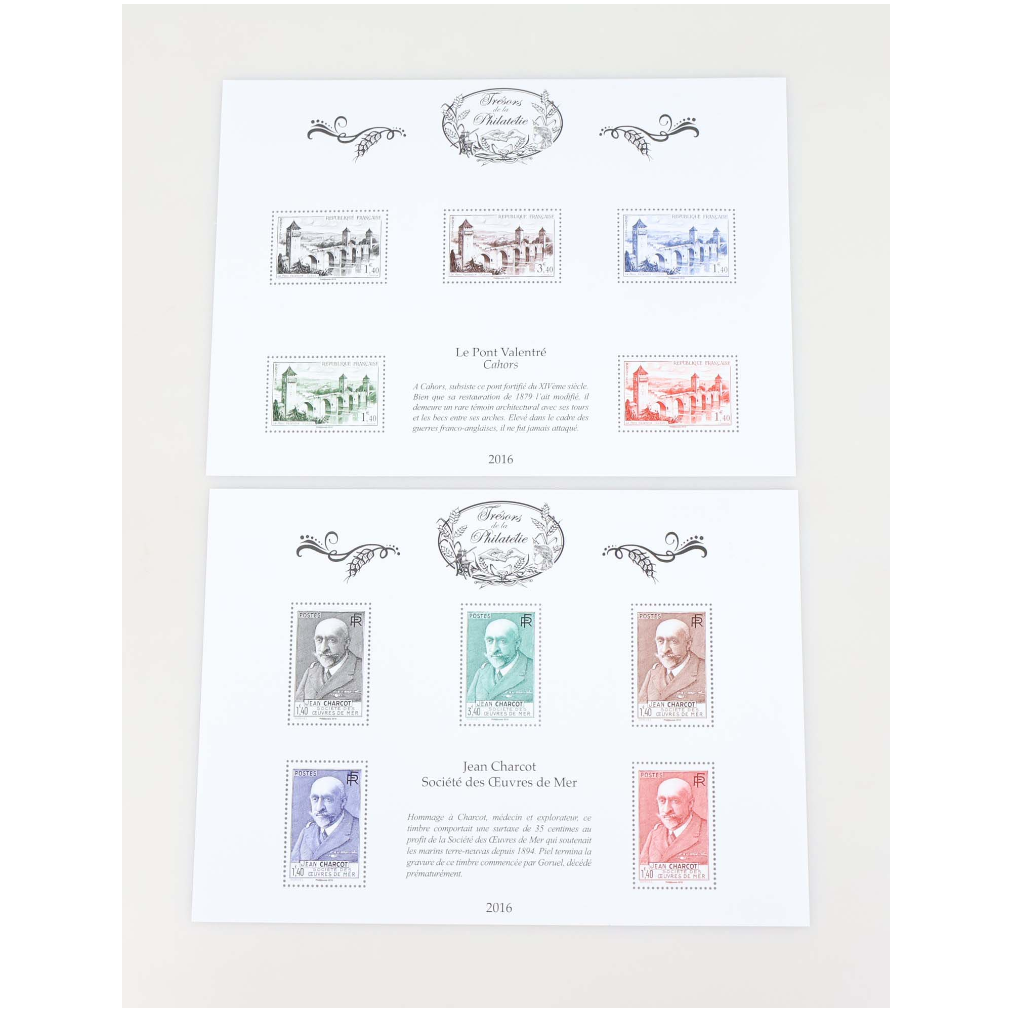 ANNÉE COMPLÈTE TRÉSORS DE LA PHILATÉLIE 2016 10 BLOCS AVEC ENV D'ORIGINE