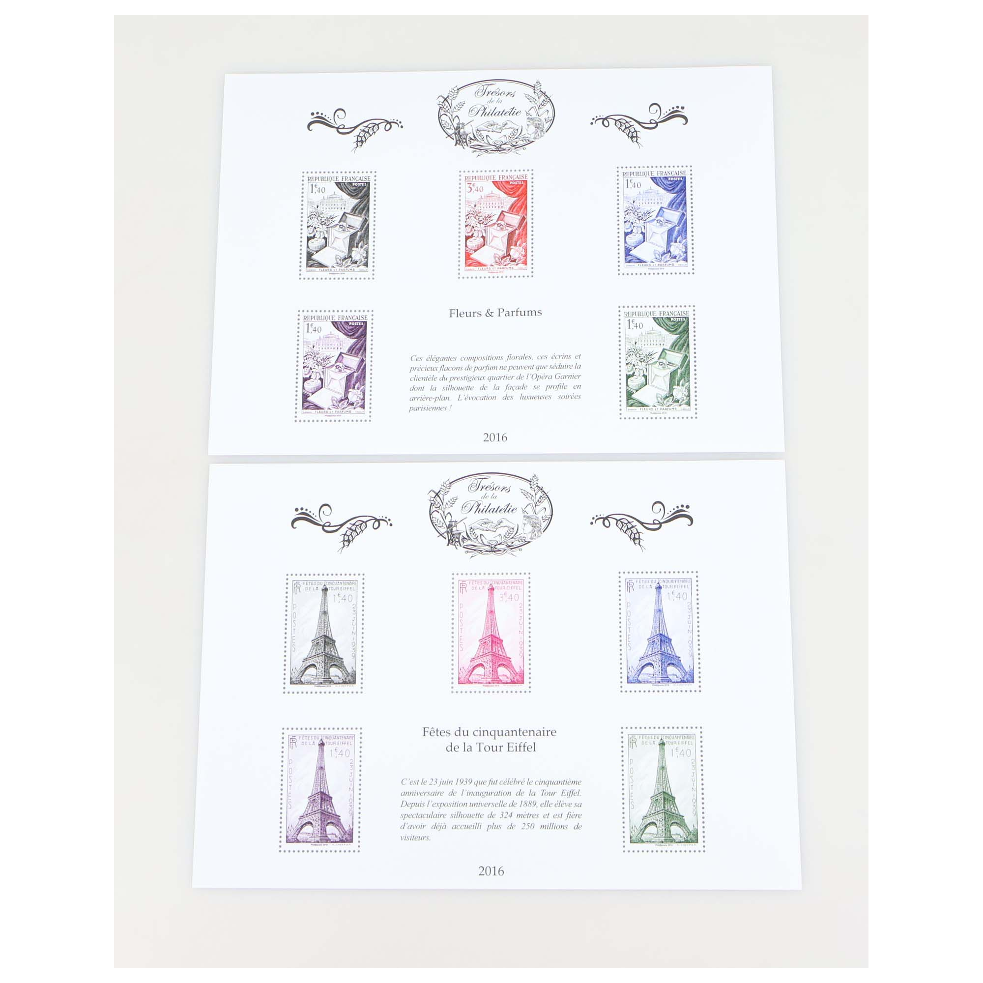 ANNÉE COMPLÈTE TRÉSORS DE LA PHILATÉLIE 2016 10 BLOCS AVEC ENV D'ORIGINE