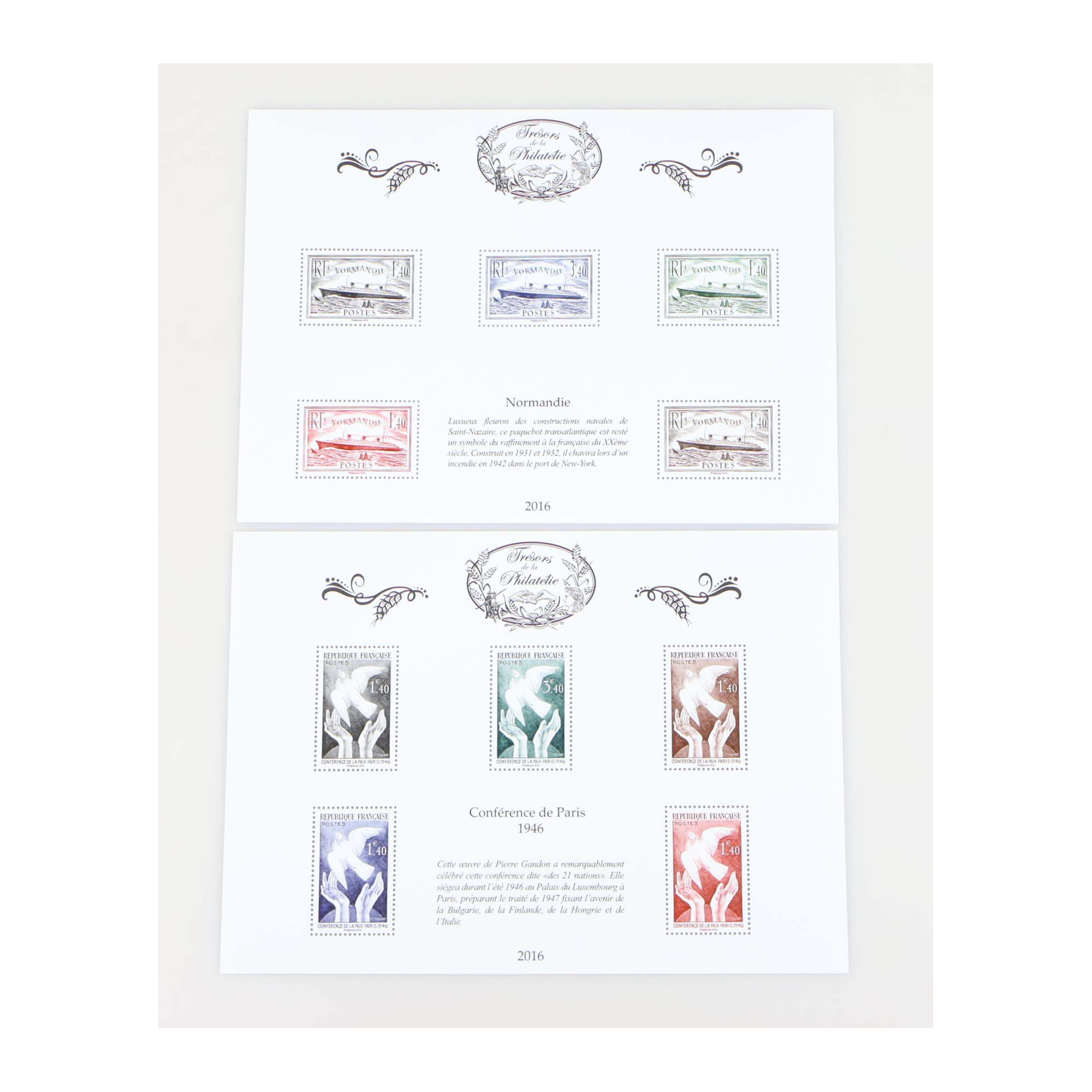 ANNÉE COMPLÈTE TRÉSORS DE LA PHILATÉLIE 2016 10 BLOCS AVEC ENV D'ORIGINE