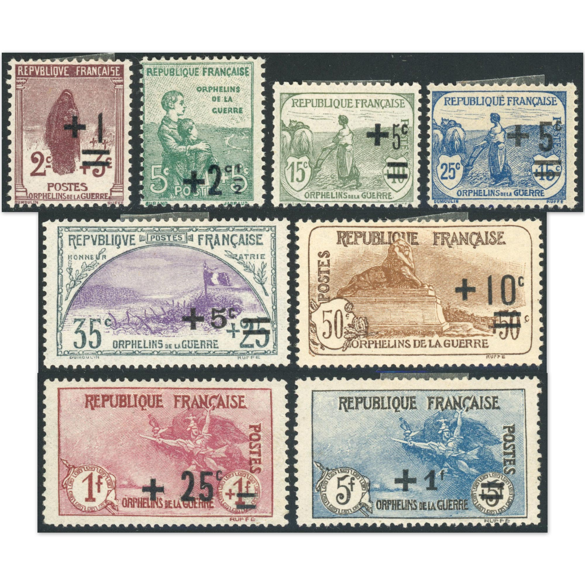 SÉRIE COMPLÈTE ORPHELINS N°162 À 169 TIMBRES NEUFS* ANNÉE 1922 COTE 270€