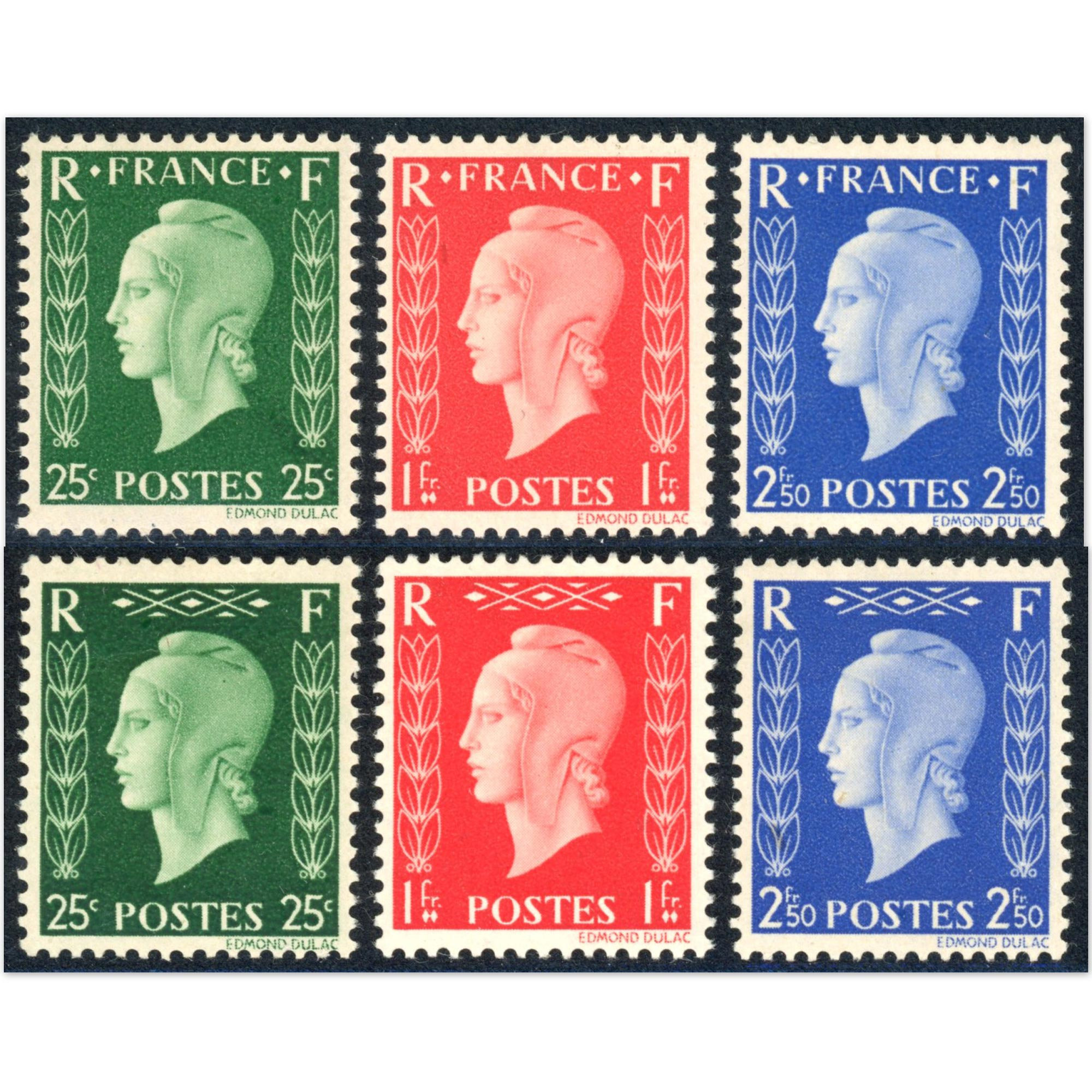 SÉRIE DULAC N°701A À 701F TIMBRES DE FRANCE NEUFS* ÉMISSION SPÉCIALE ANNÉE 1942