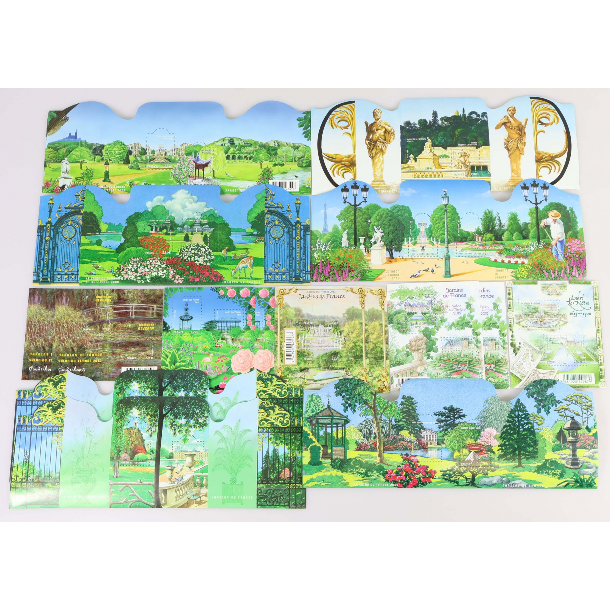 LOT DE 16 BLOCS EN EUROS "JARDINS DE FRANCE" TIMBRES NEUFS** FACIALE 70€