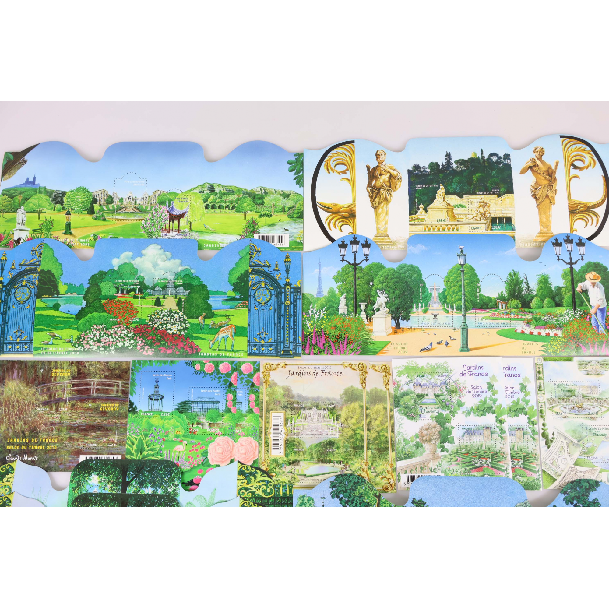 LOT DE 16 BLOCS EN EUROS "JARDINS DE FRANCE" TIMBRES NEUFS** FACIALE 70€