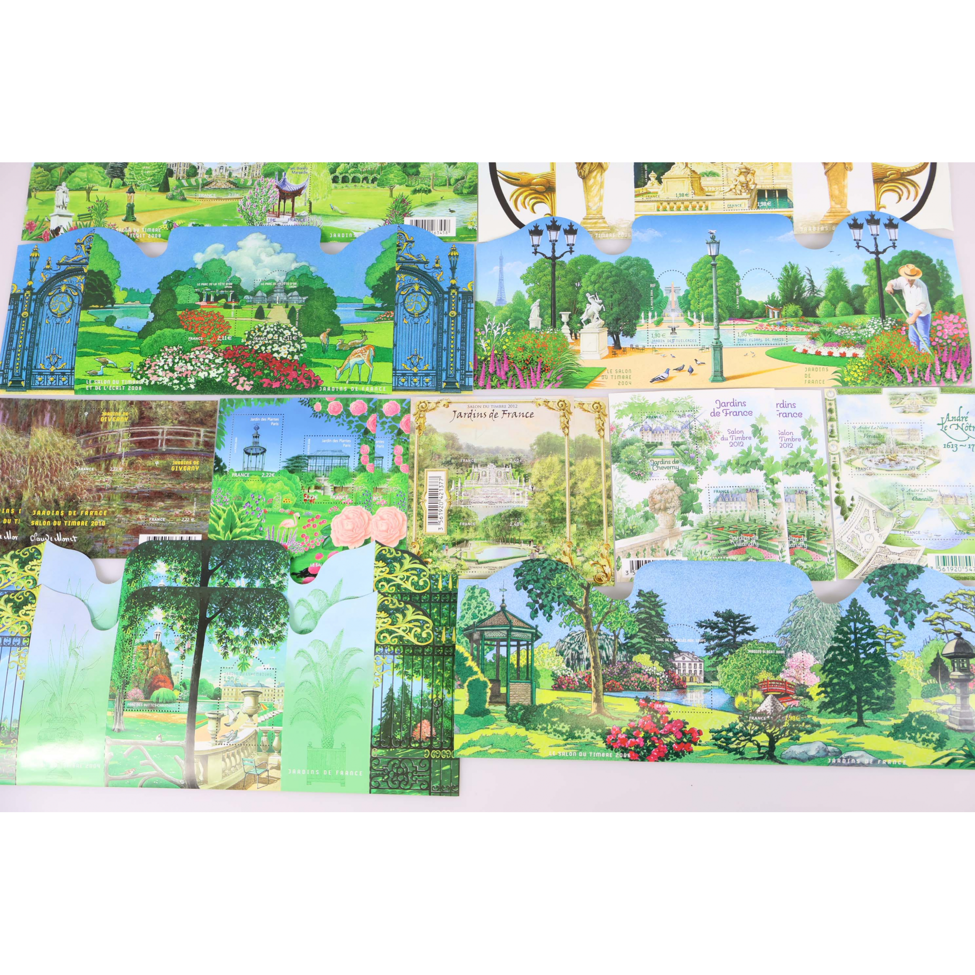 LOT DE 16 BLOCS EN EUROS "JARDINS DE FRANCE" TIMBRES NEUFS** FACIALE 70€