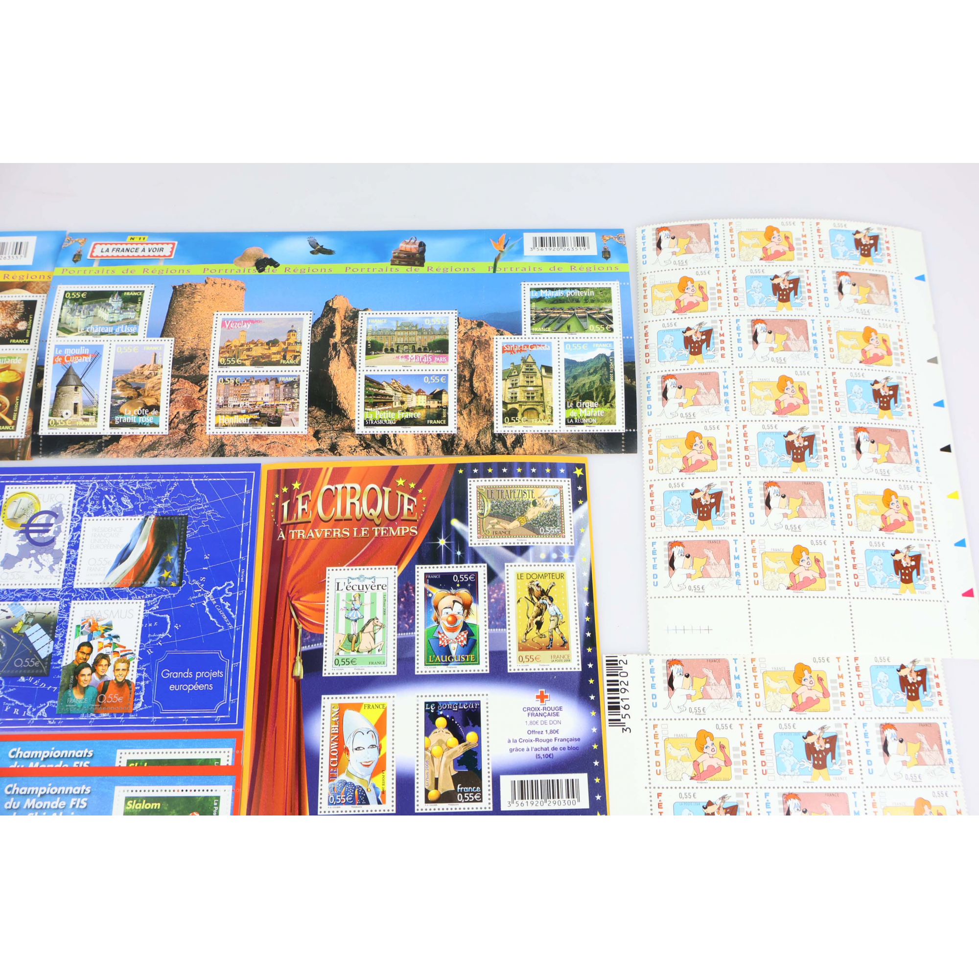 LOT DE BLOCS-FEUILLETS MAJORITÉ DE 0.55€ TIMBRES NEUFS** ANNÉES 2008/09 FAC 58€