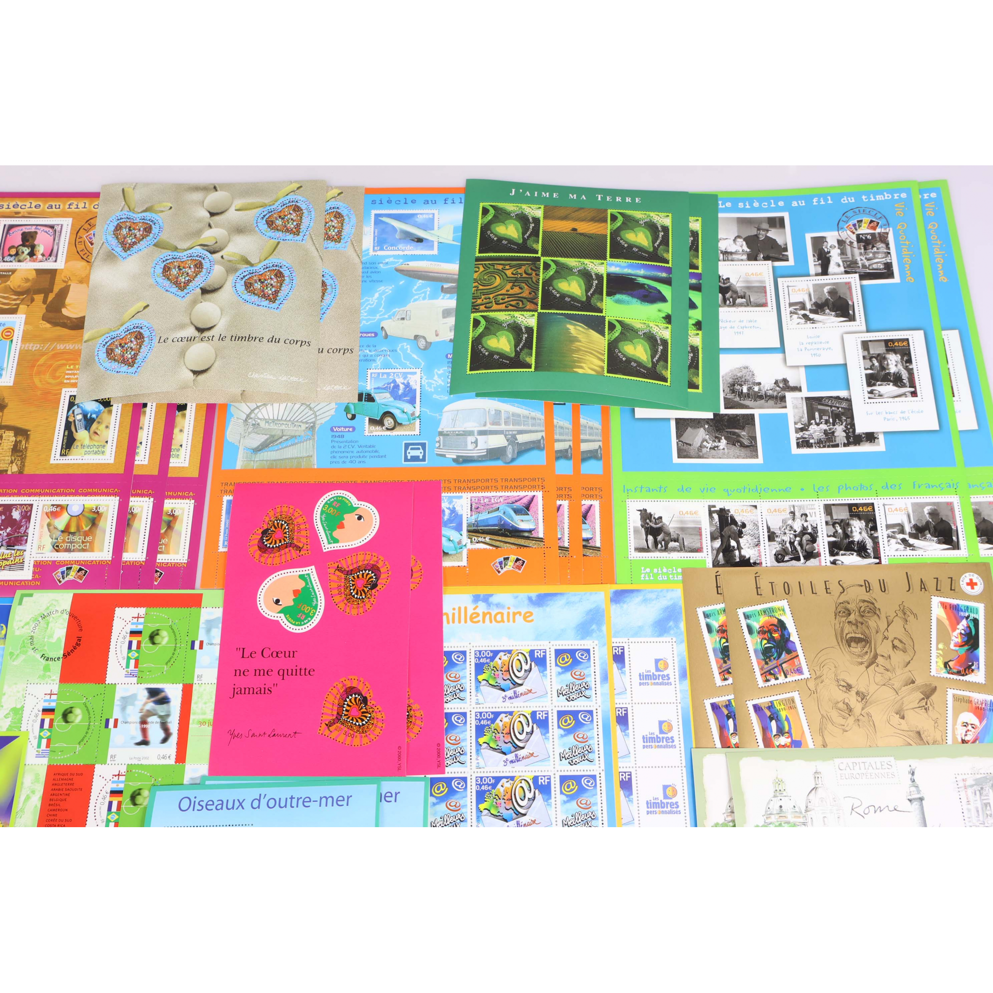 LOT DE BLOCS-FEUILLETS MAJORITÉ À 0.46€ TIMBRES NEUFS** ANNÉES 1999/02 FAC 150€