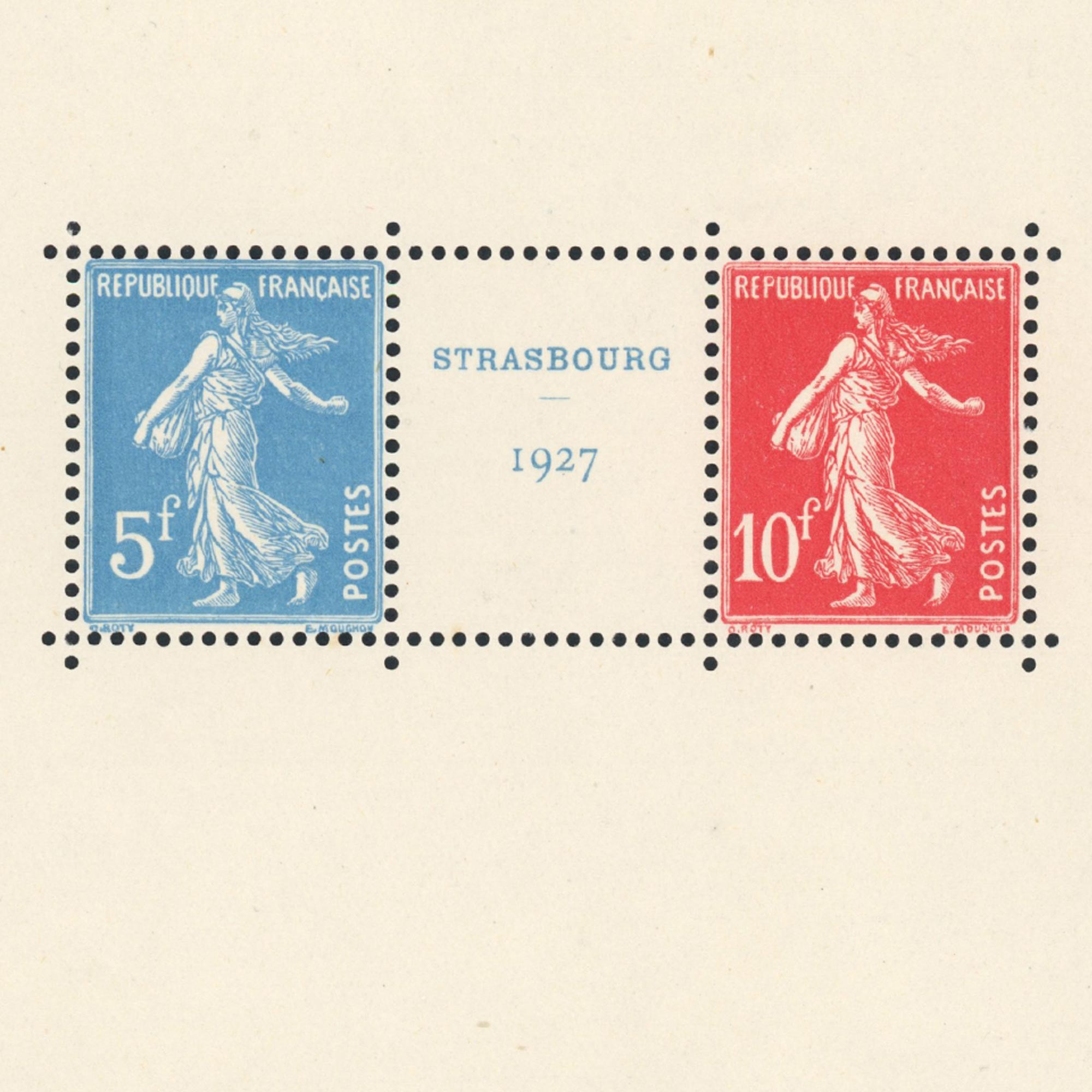 BLOC-FEUILLET N°2 EXPOSITION DE STRASBOURG TIMBRES NEUFS** BLOC SIGNÉ BRUN RARE