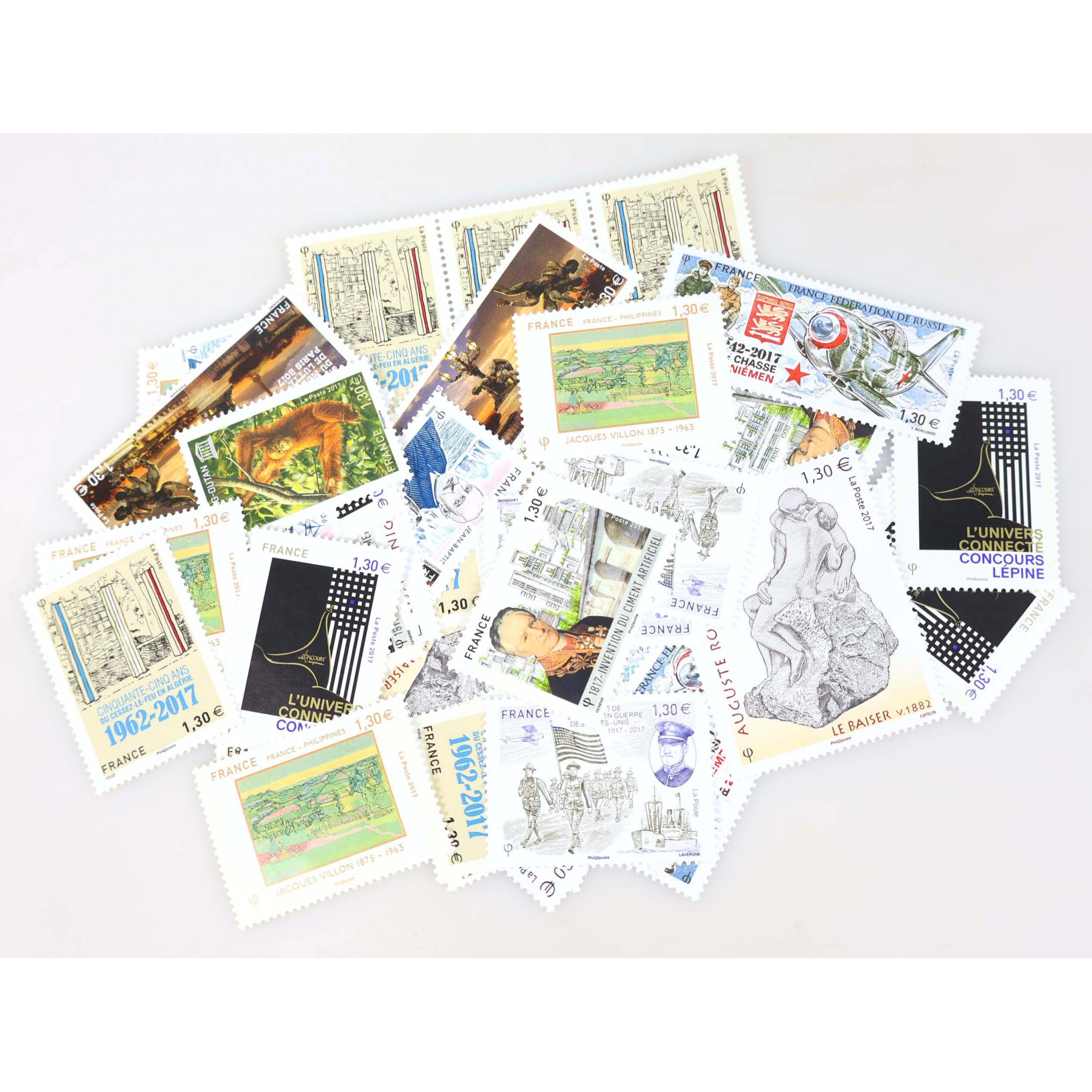 ANNÉE 2017 LOT DE TIMBRES NEUFS** DE FRANCE TRIÉS PAR VALEUR FACIALE 198€