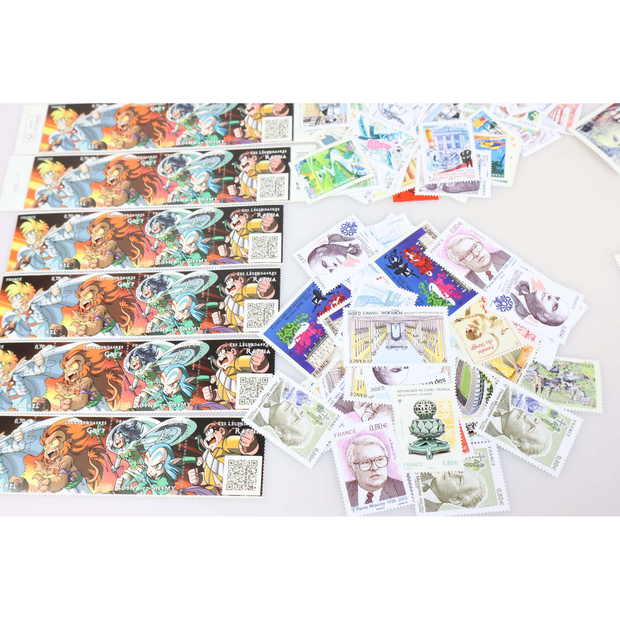 ANNÉE 2016 LOT DE TIMBRES NEUFS** DE FRANCE TRIÉS PAR VALEUR FACIALE 292€