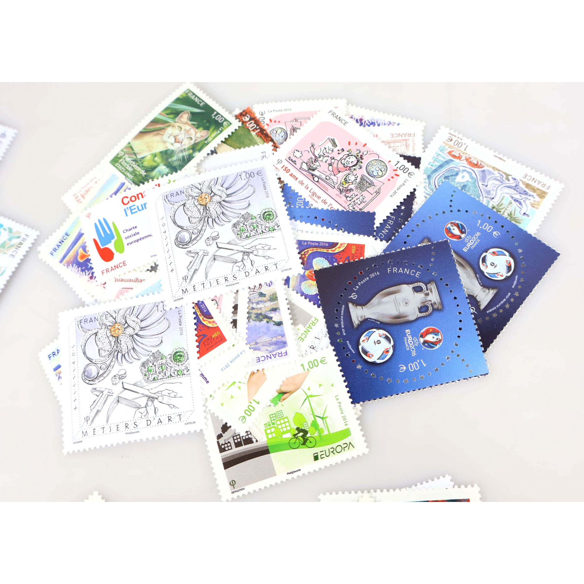 ANNÉE 2016 LOT DE TIMBRES NEUFS** DE FRANCE TRIÉS PAR VALEUR FACIALE 292€