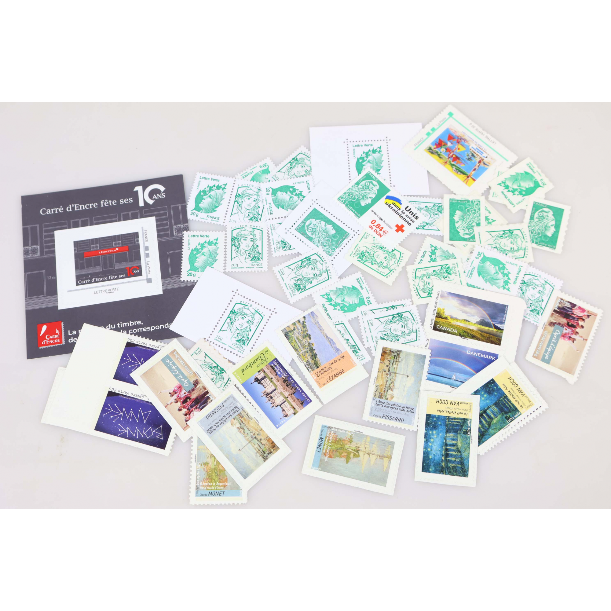 LOT 50 TIMBRES A VALIDITÉ PERMANENTE, LETTRES VERTES VP 20G FRANCE